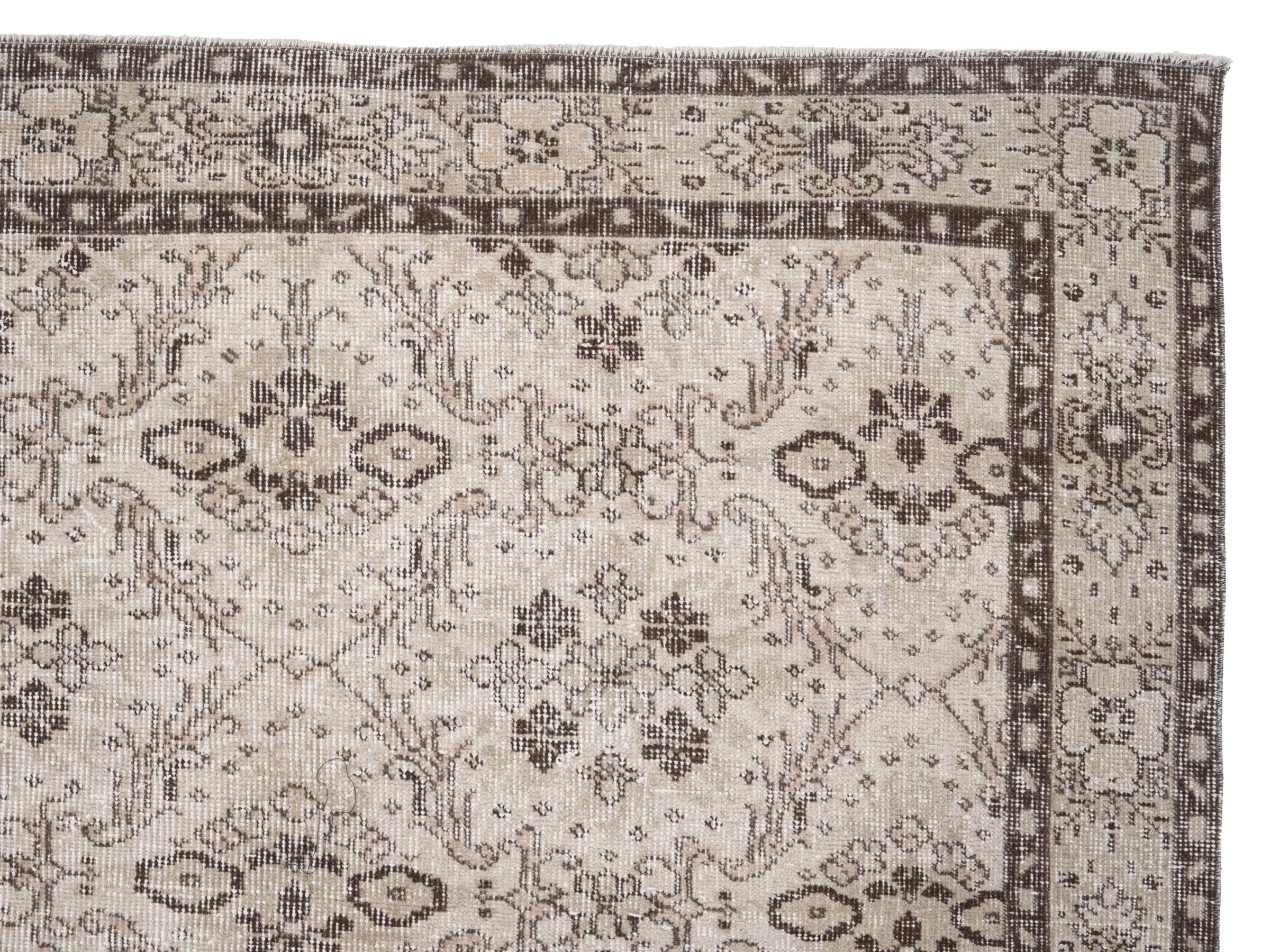 Turkish Isparta area rug in cream and greige, view 8 of 10