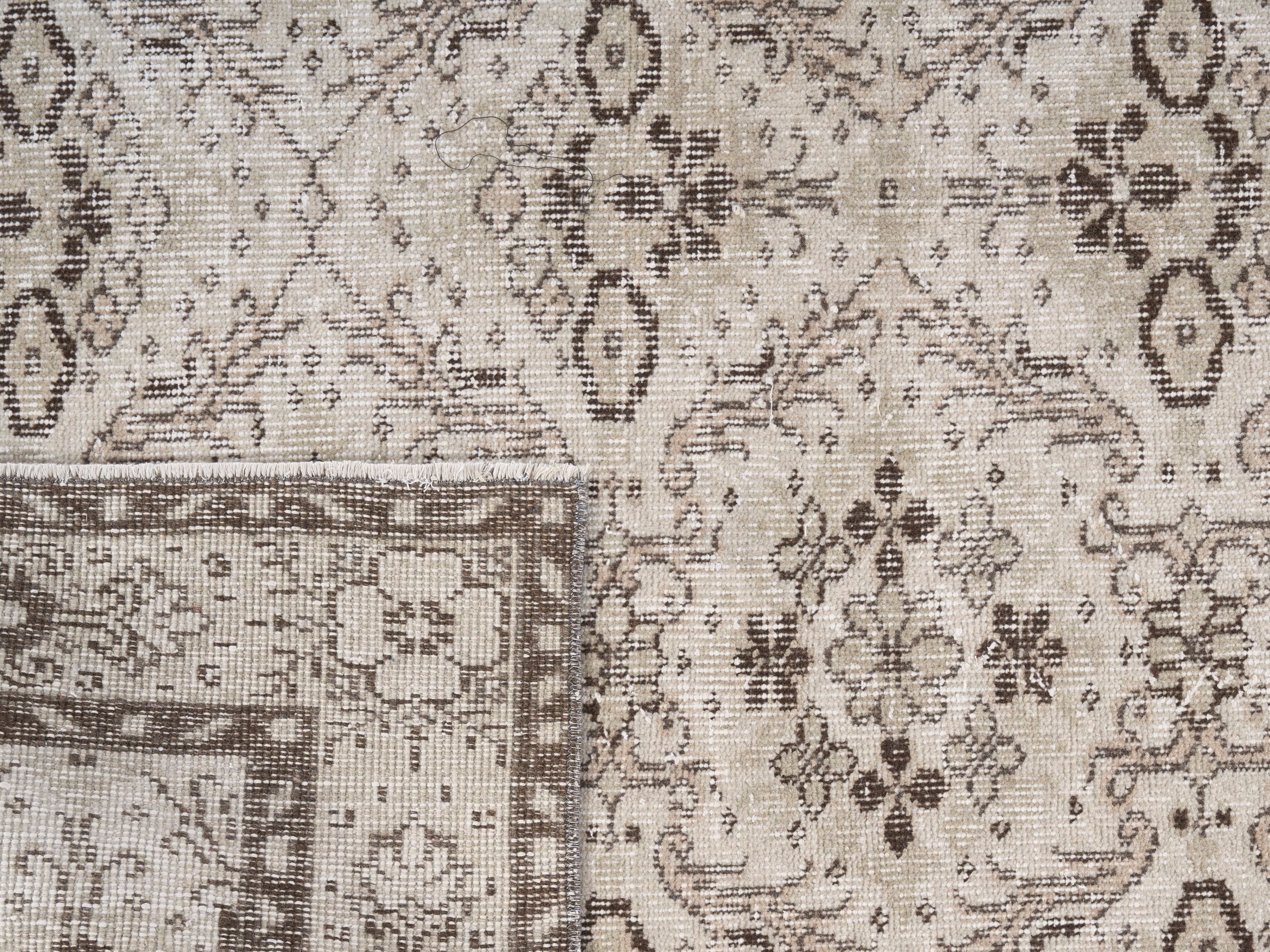 Turkish Isparta area rug in cream and greige, view 10 of 10