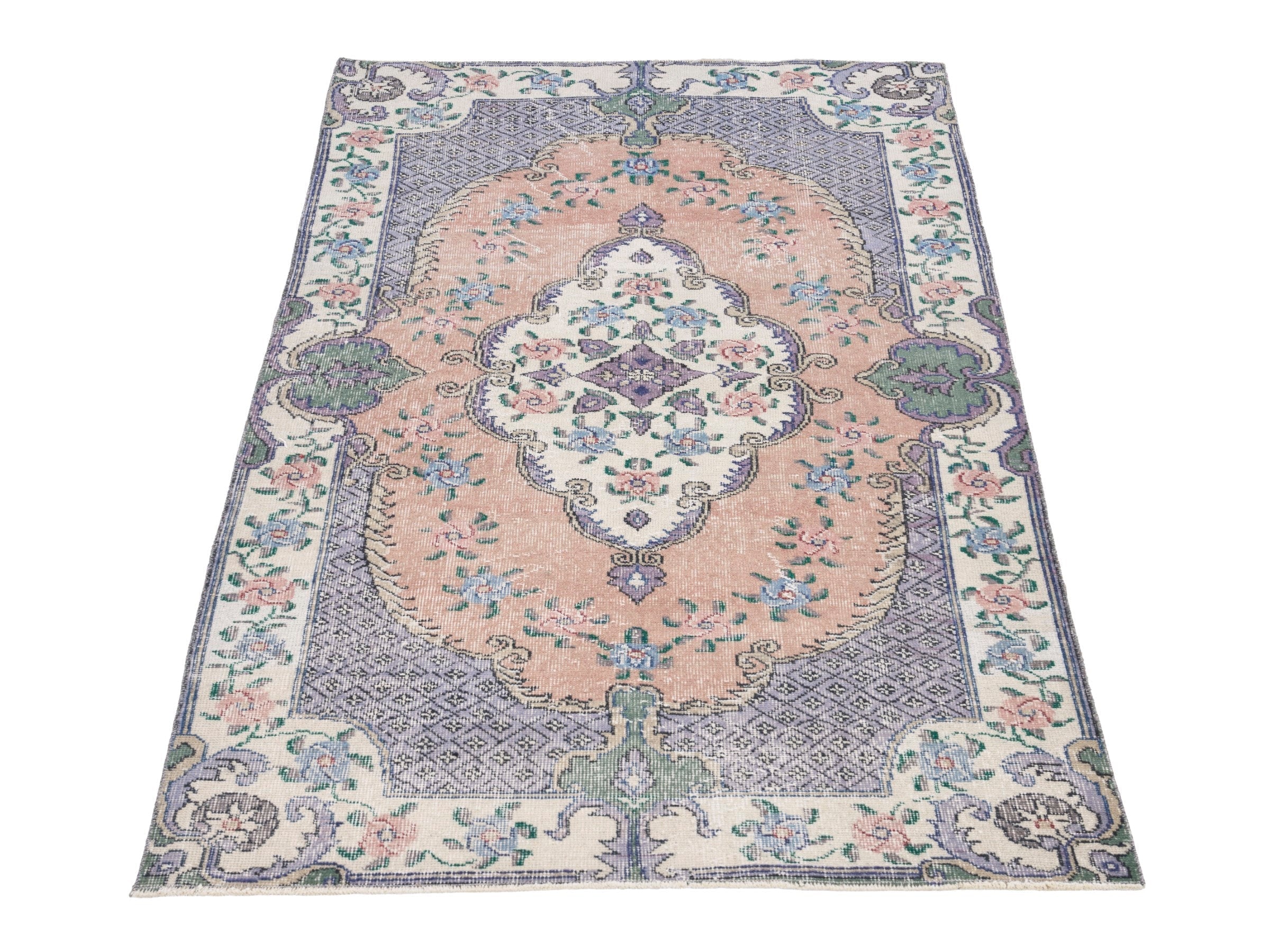 Turkish Isparta area rug in salmon and ivory, view 2 of 10