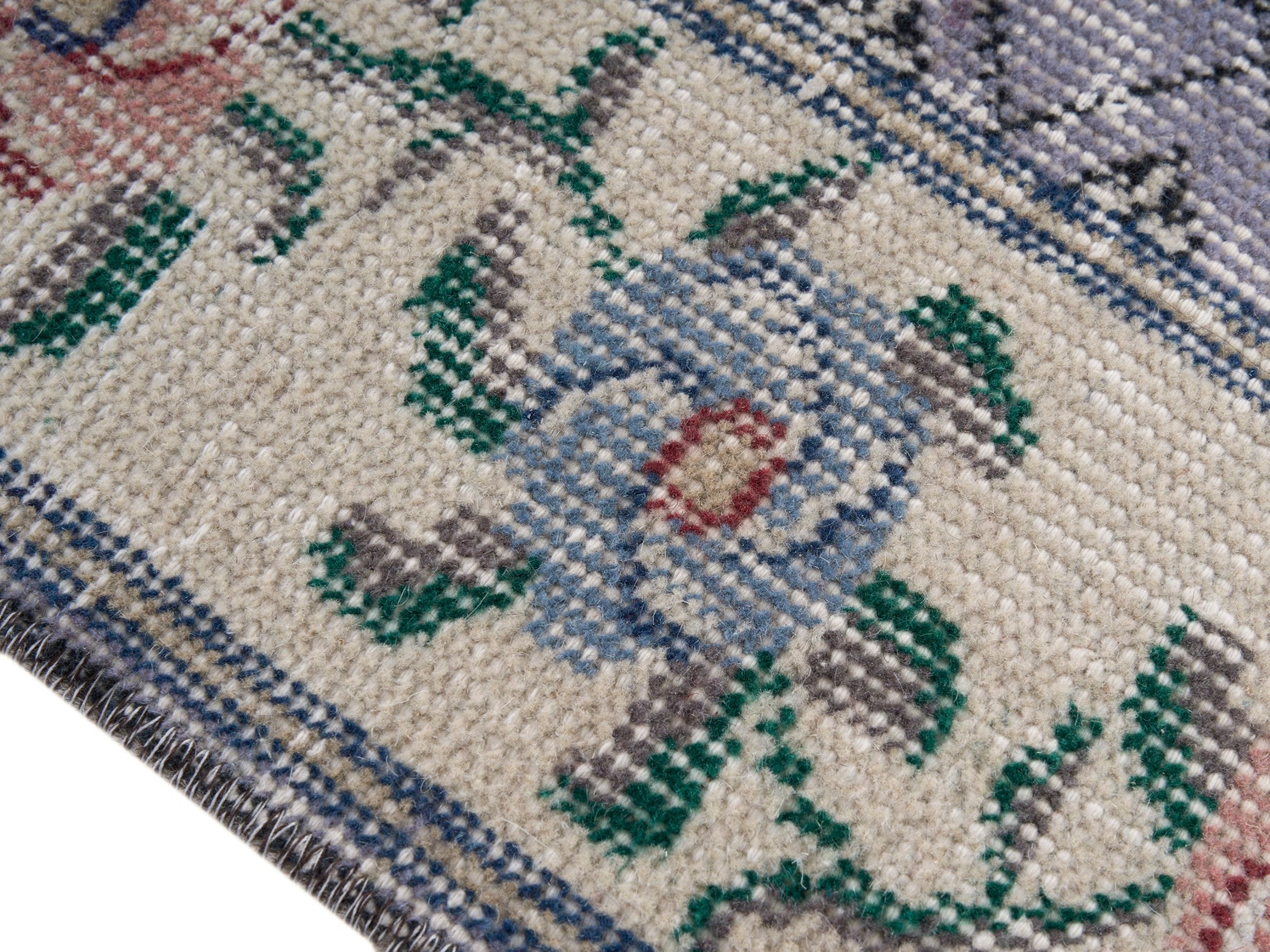Turkish Isparta area rug in salmon and ivory, view 6 of 10