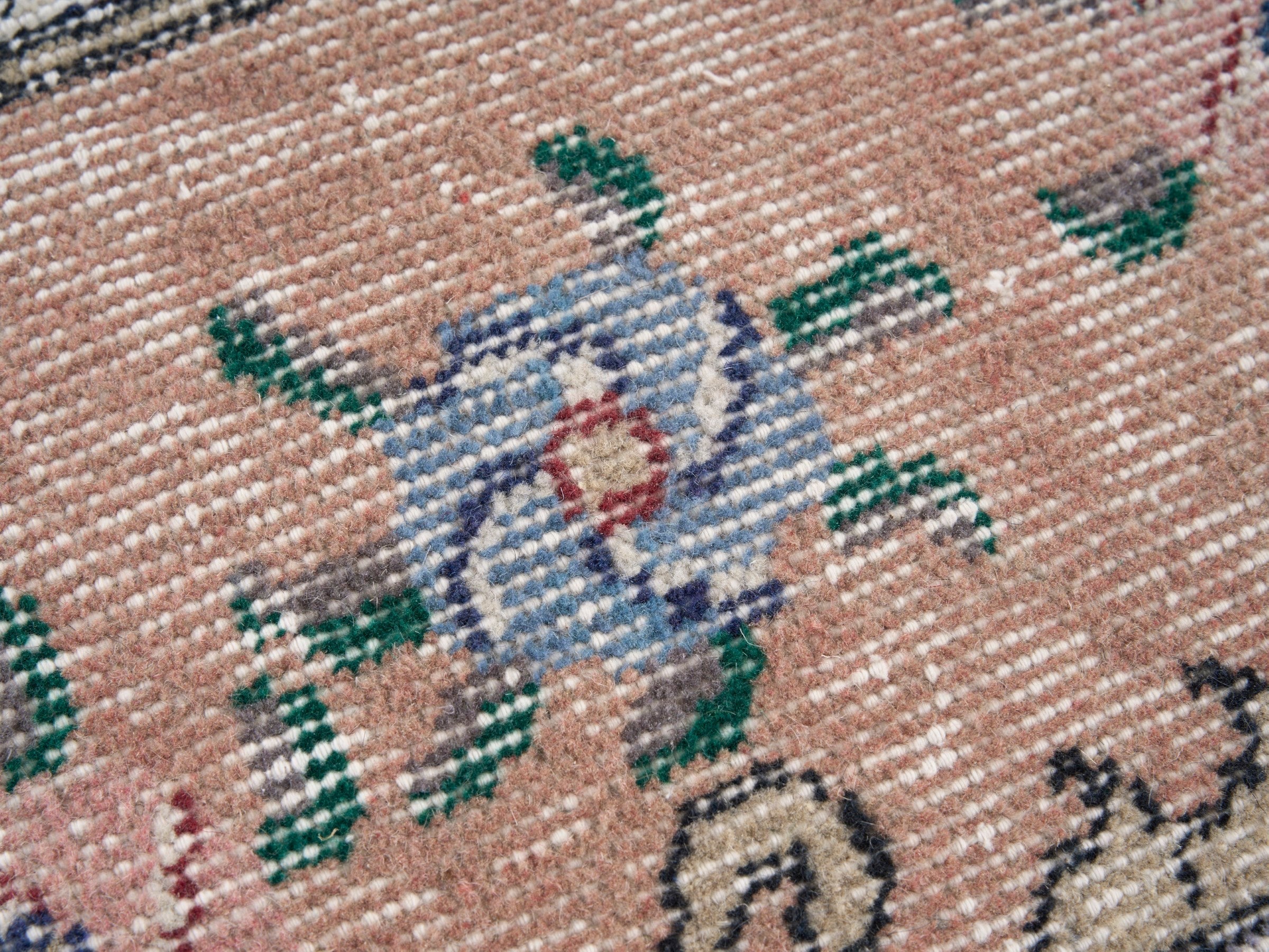 Turkish Isparta area rug in salmon and ivory, view 7 of 10