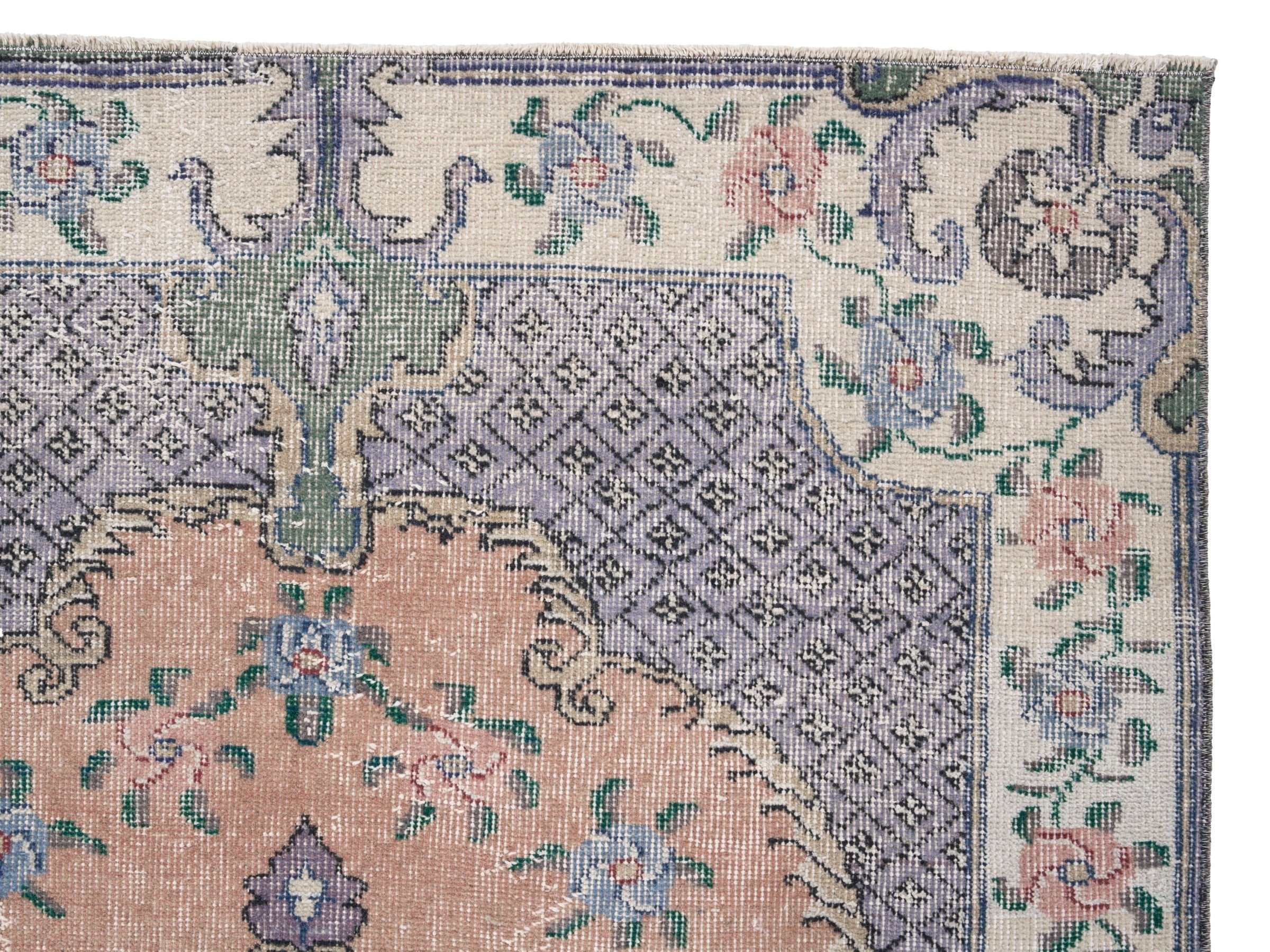 Turkish Isparta area rug in salmon and ivory, view 8 of 10