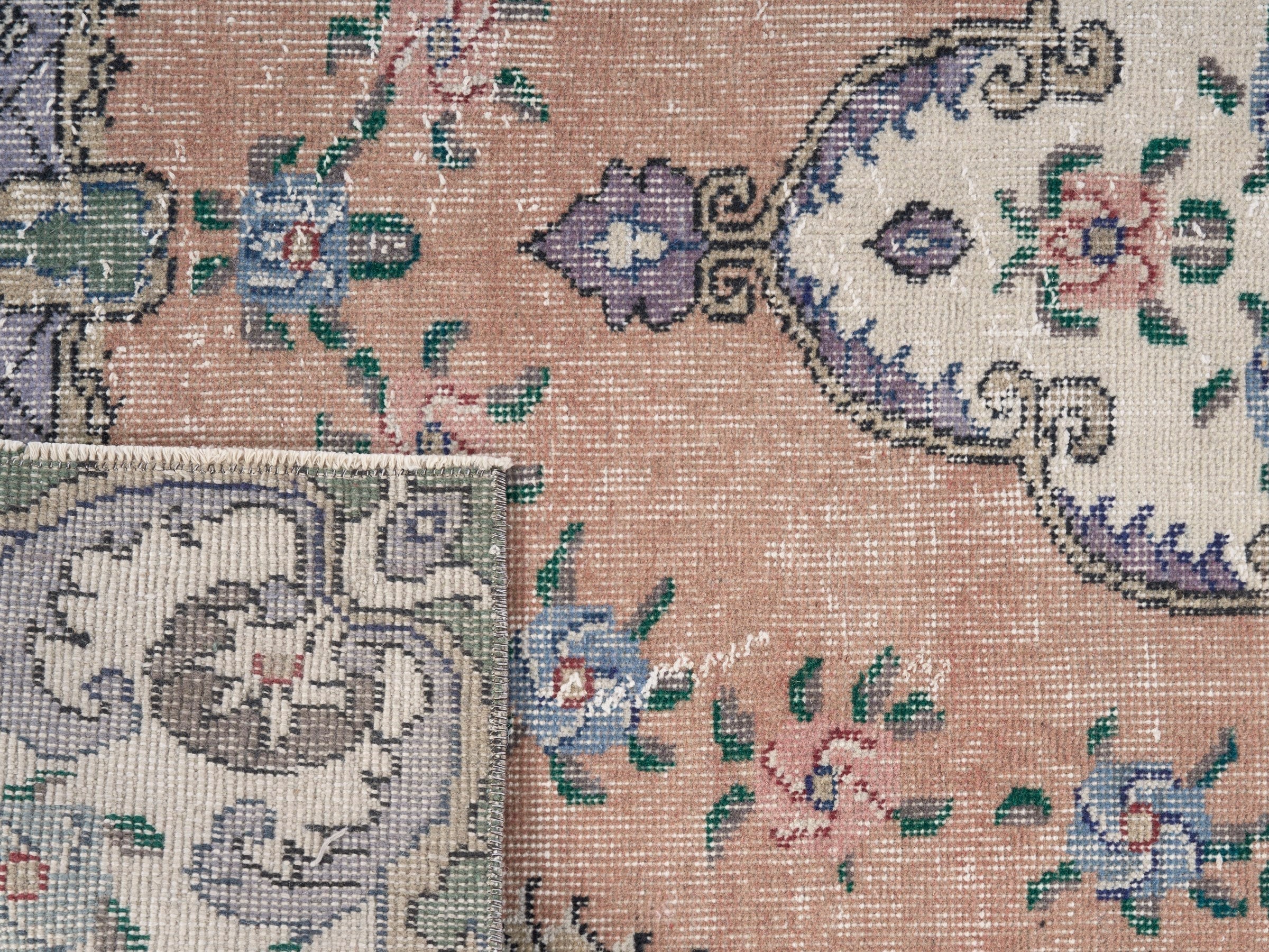 Turkish Isparta area rug in salmon and ivory, view 10 of 10