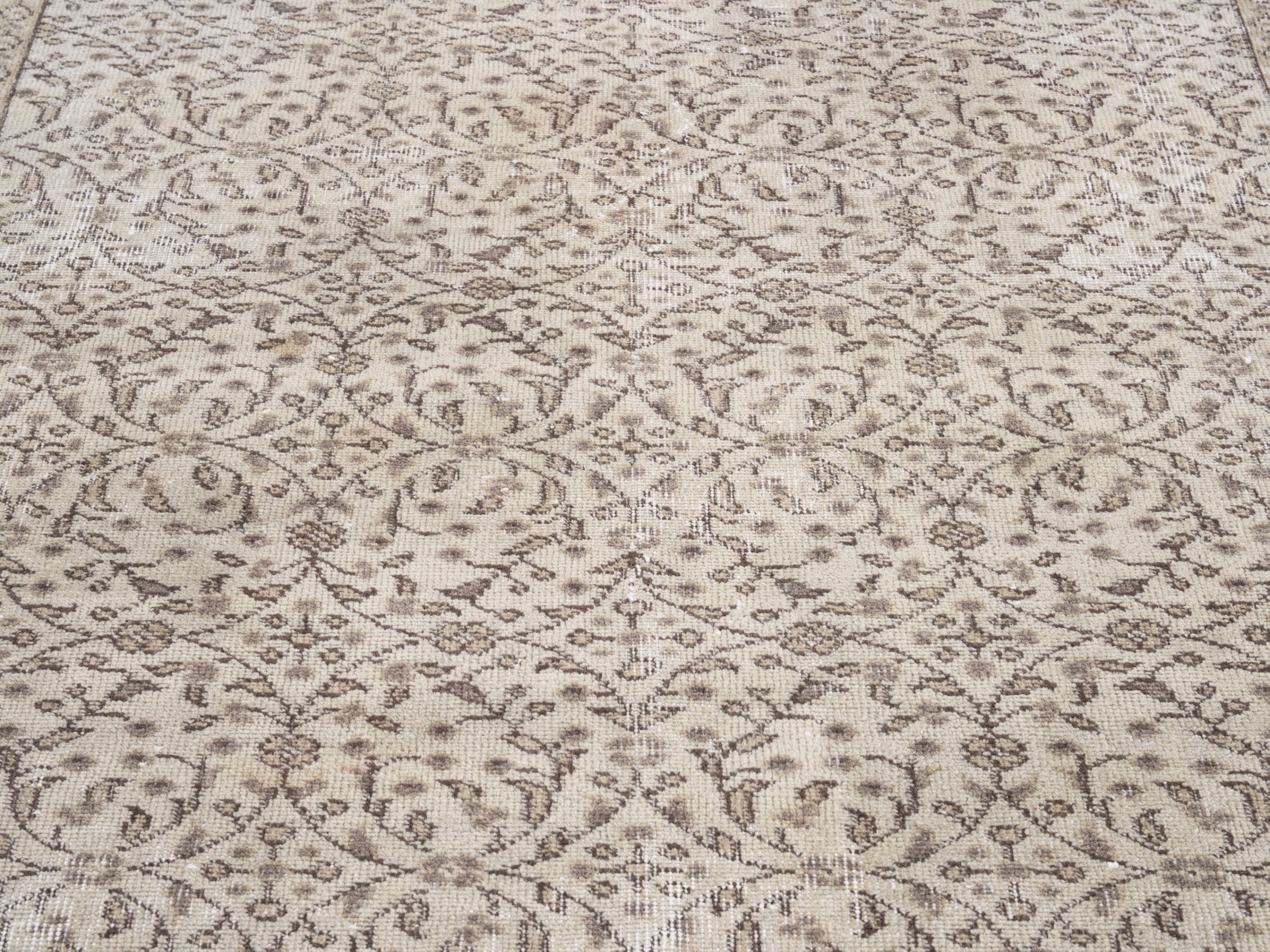 Turkish Isparta area rug in greige and taupe, view 4 of 10