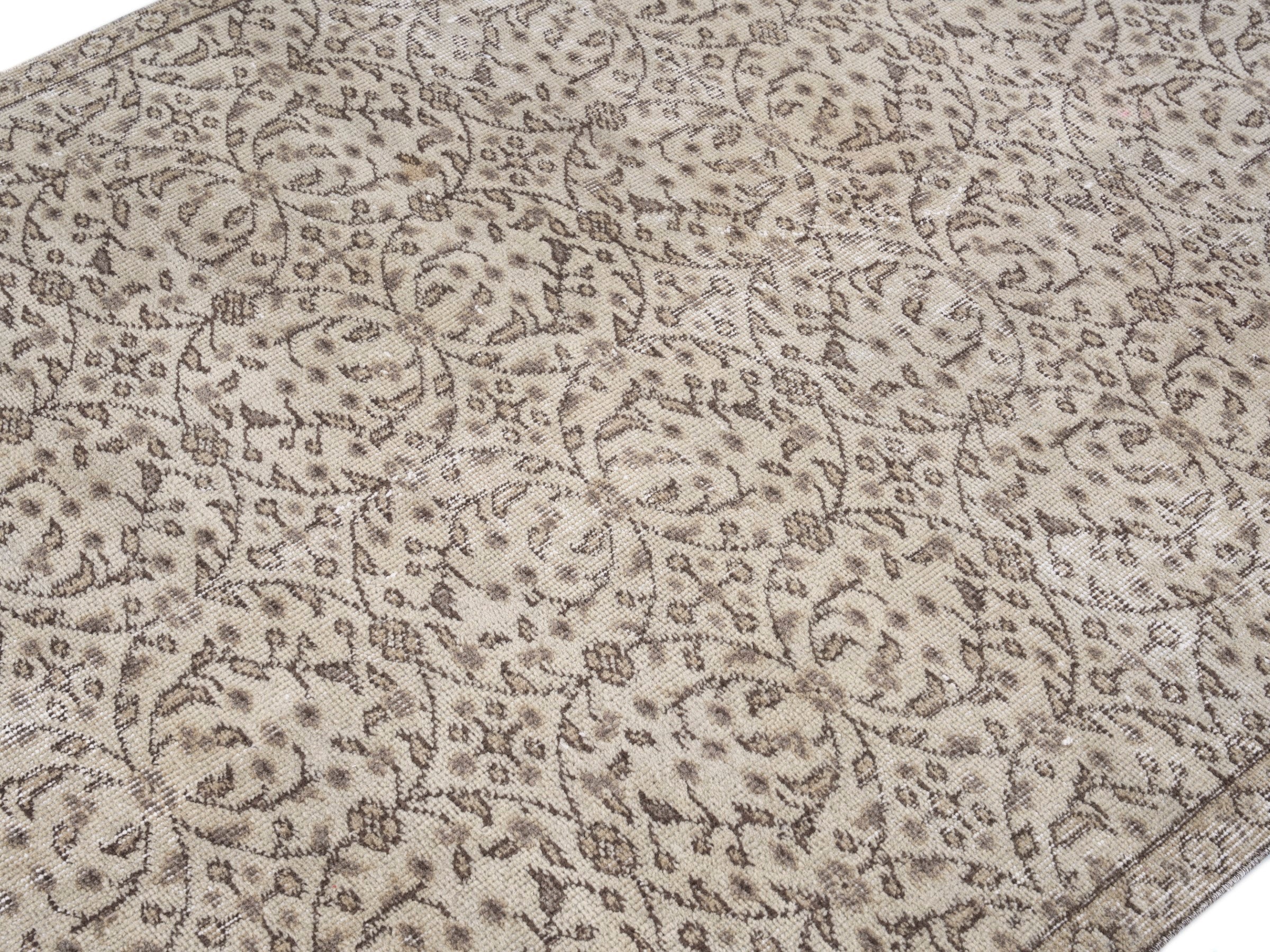 Turkish Isparta area rug in greige and taupe, view 5 of 10
