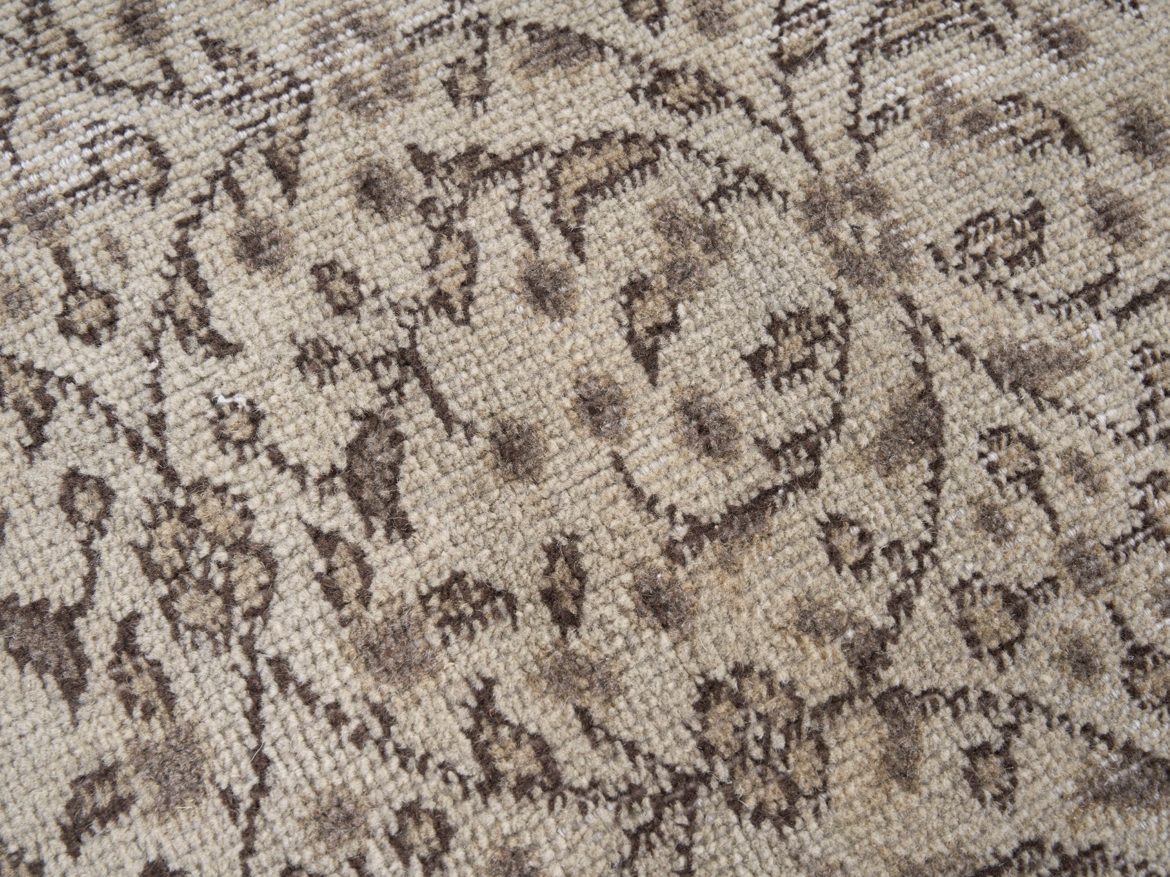 Turkish Isparta area rug in greige and taupe, view 7 of 10