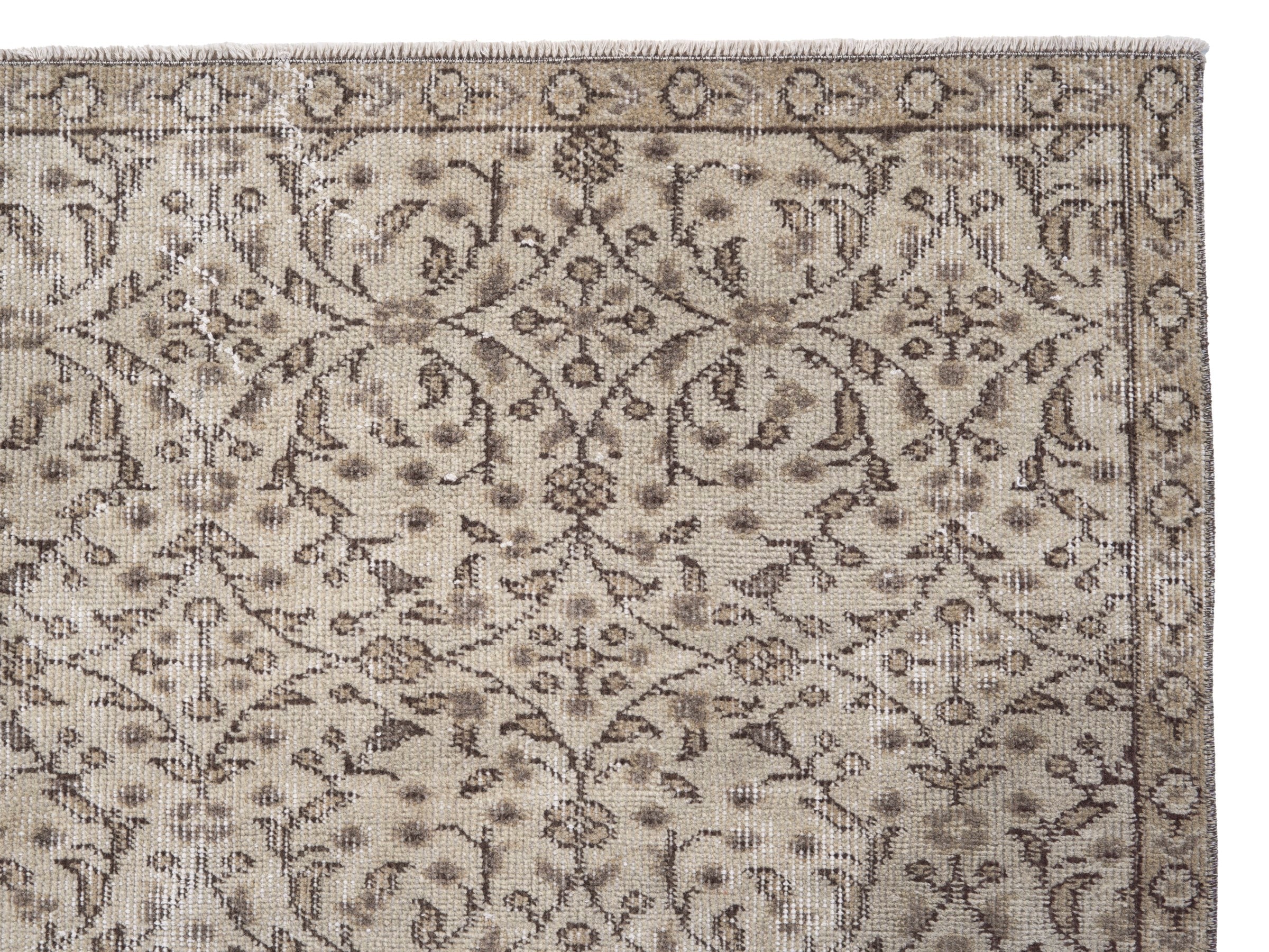 Turkish Isparta area rug in greige and taupe, view 8 of 10