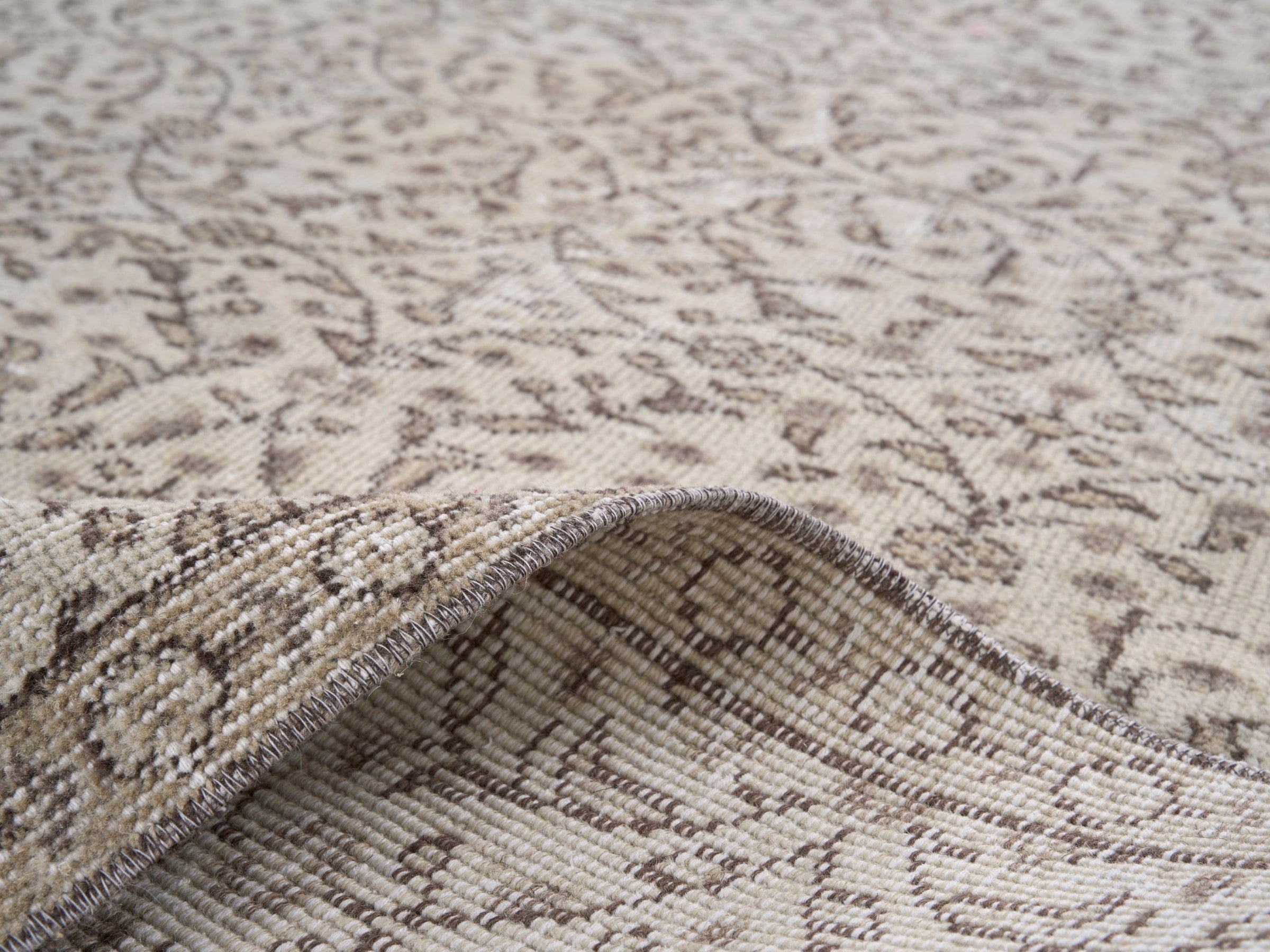 Turkish Isparta area rug in greige and taupe, view 9 of 10