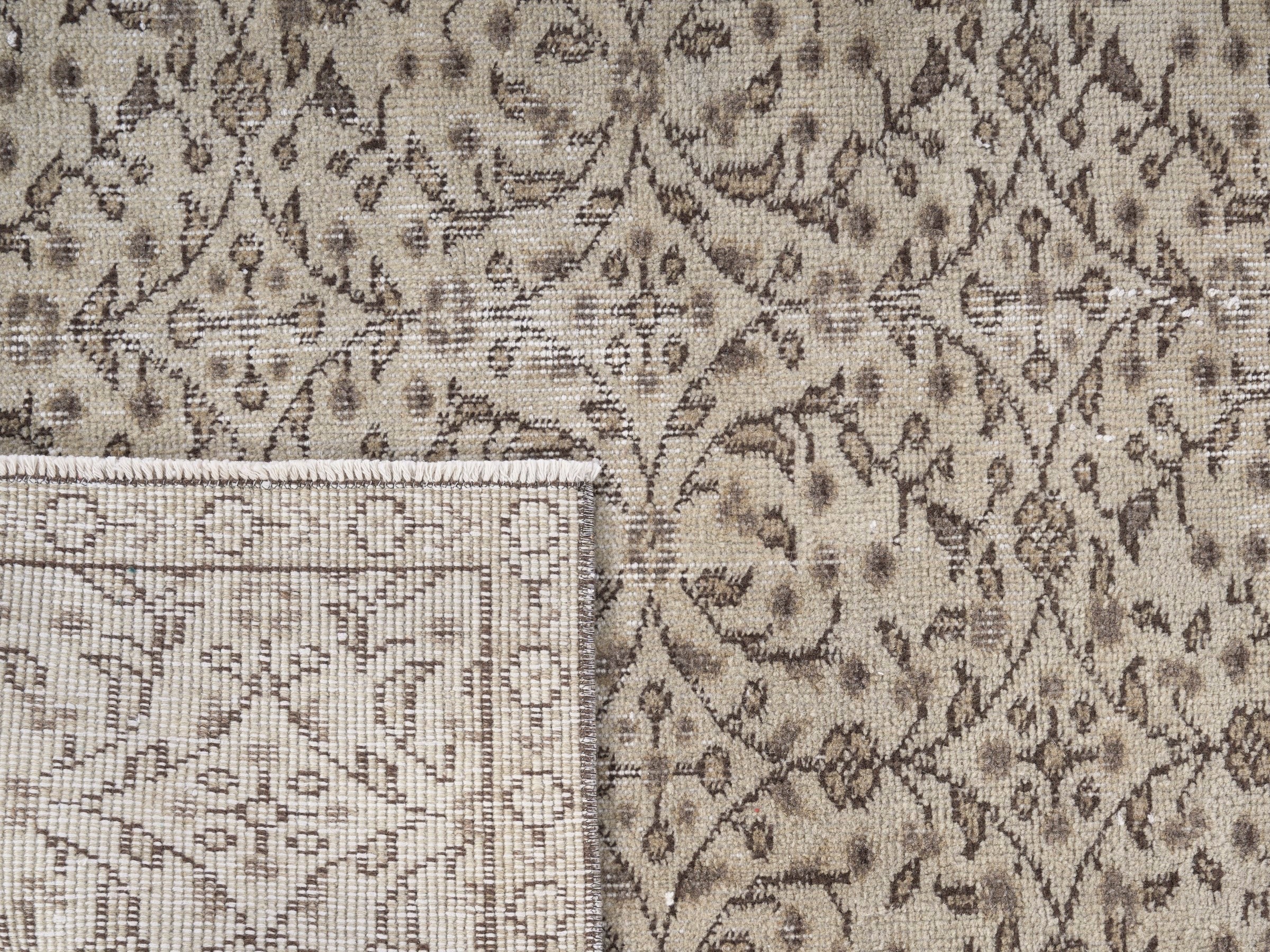 Turkish Isparta area rug in greige and taupe, view 10 of 10