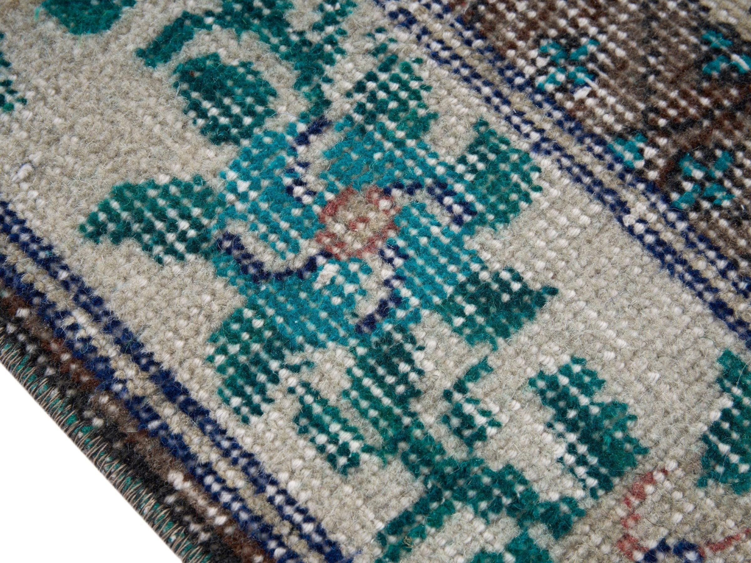 Turkish Isparta area rug in cream and dark brown, view 6 of 10