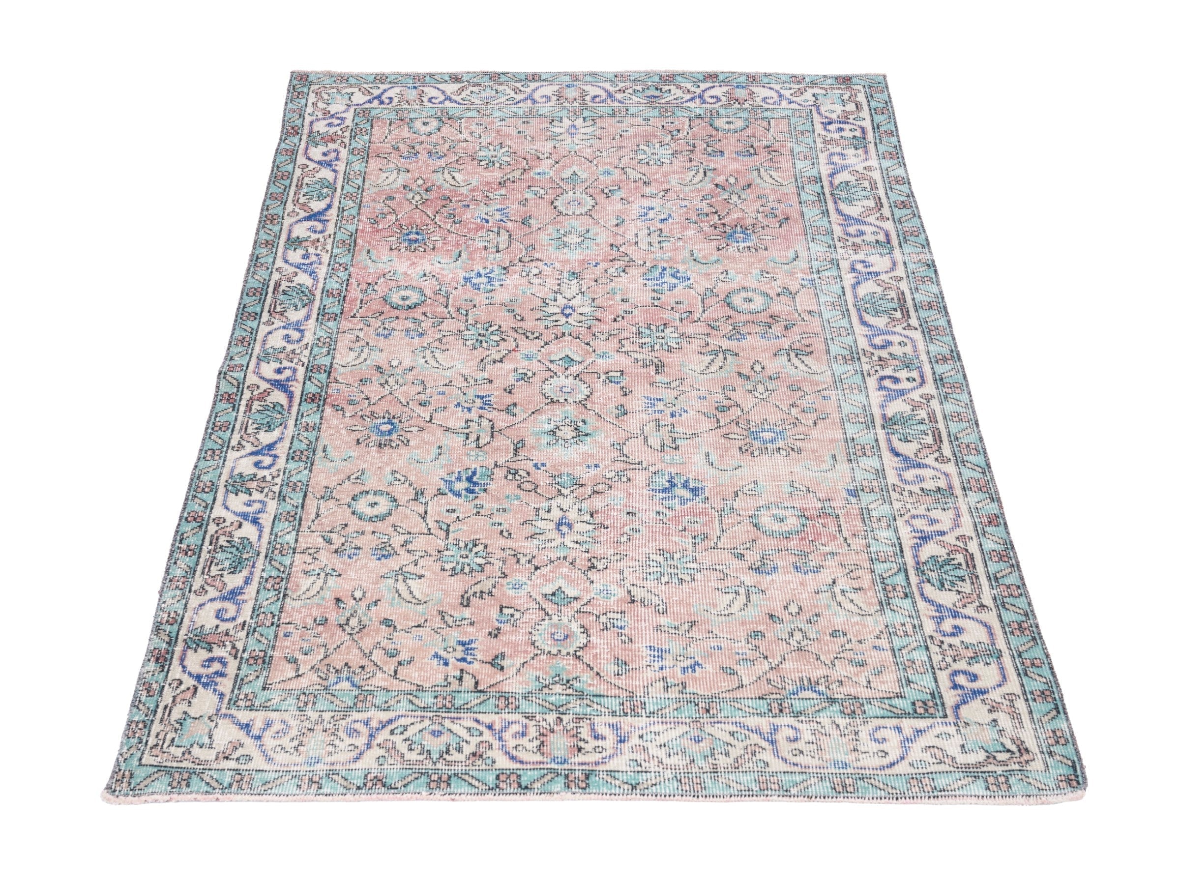 Turkish Isparta area rug in muted pink and dusty rose, view 2 of 10