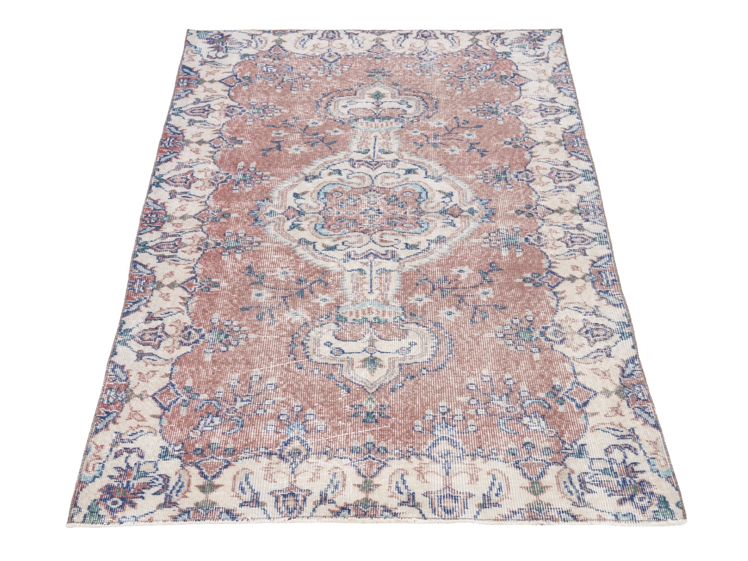 Turkish Isparta area rug in rust and ivory, view 2 of 10