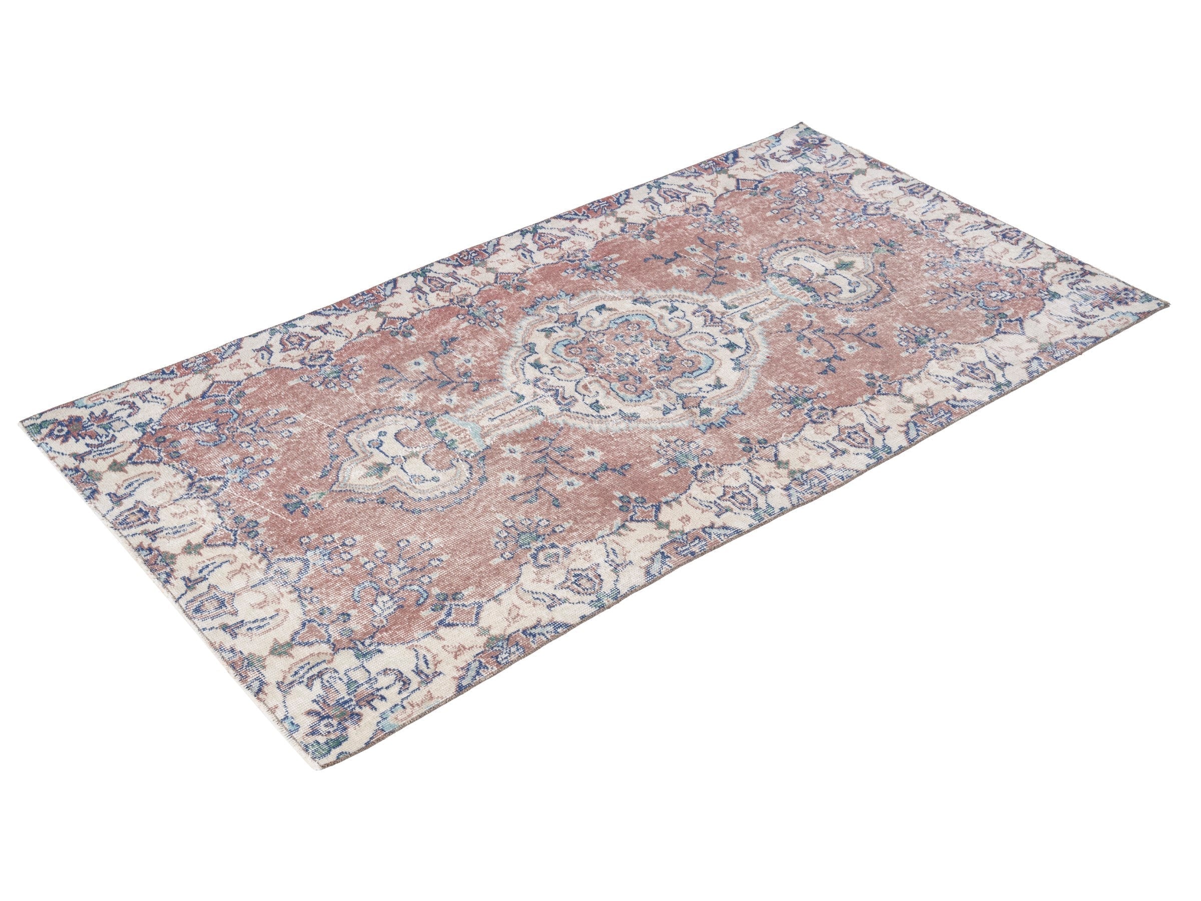 Turkish Isparta area rug in rust and ivory, view 3 of 10