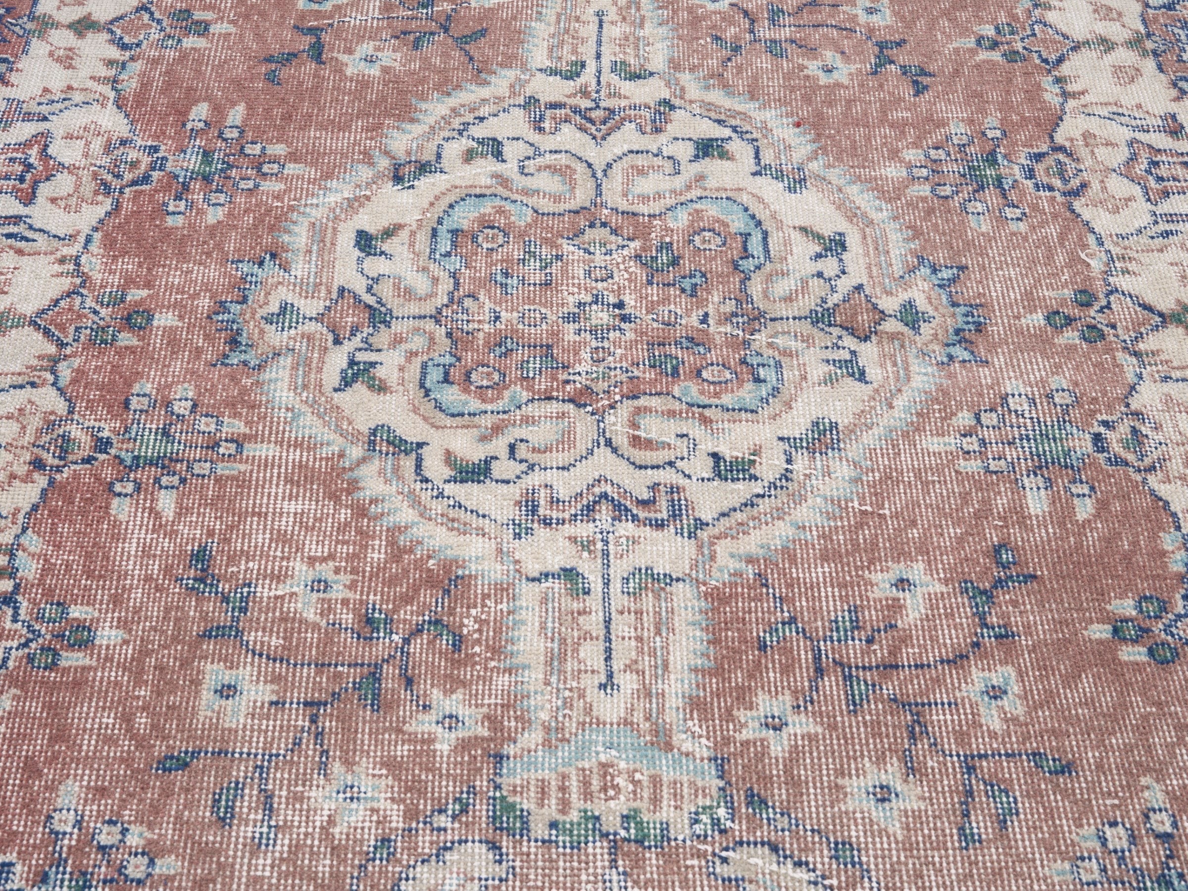 Turkish Isparta area rug in rust and ivory, view 4 of 10