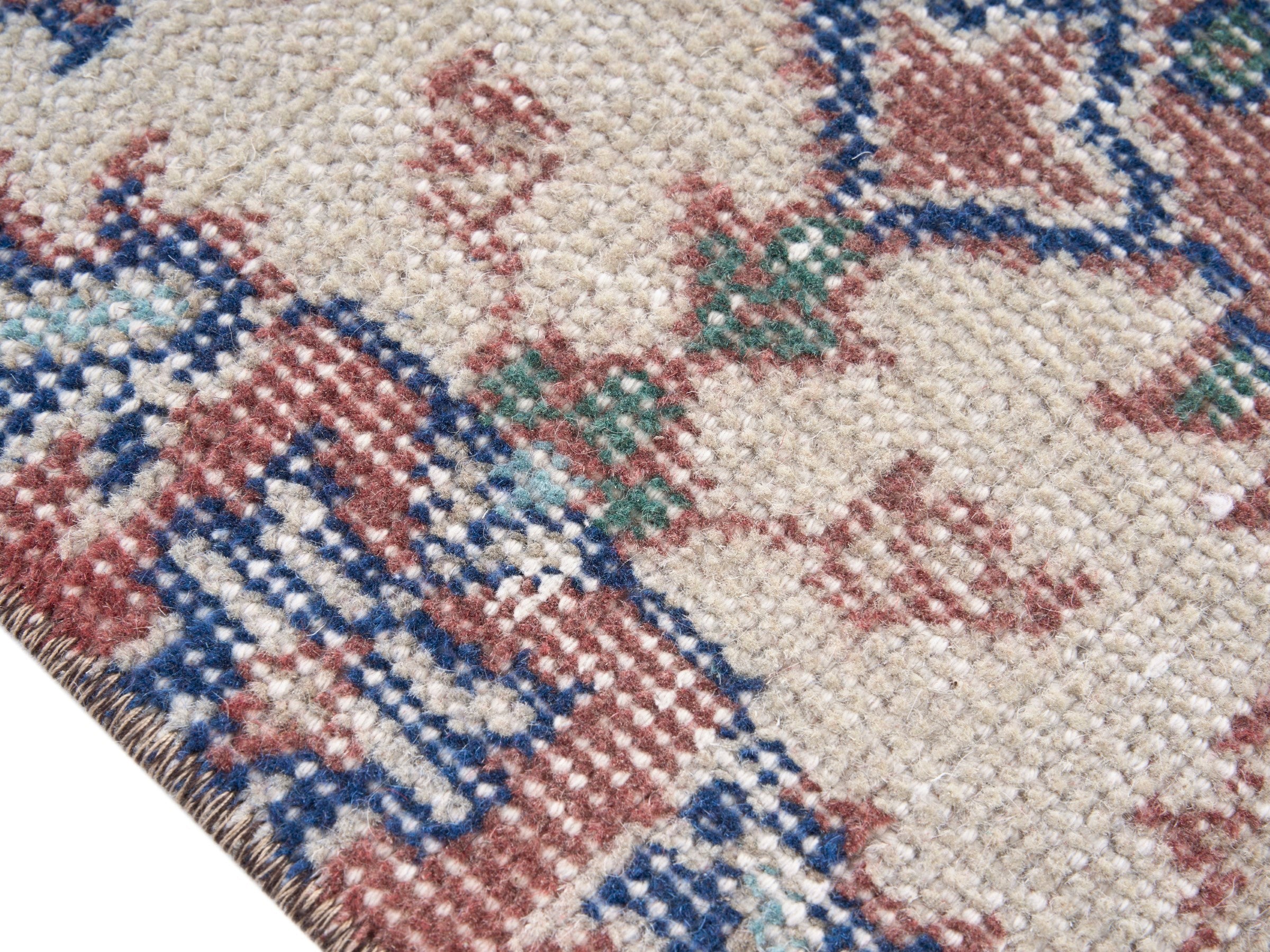 Turkish Isparta area rug in rust and ivory, view 6 of 10