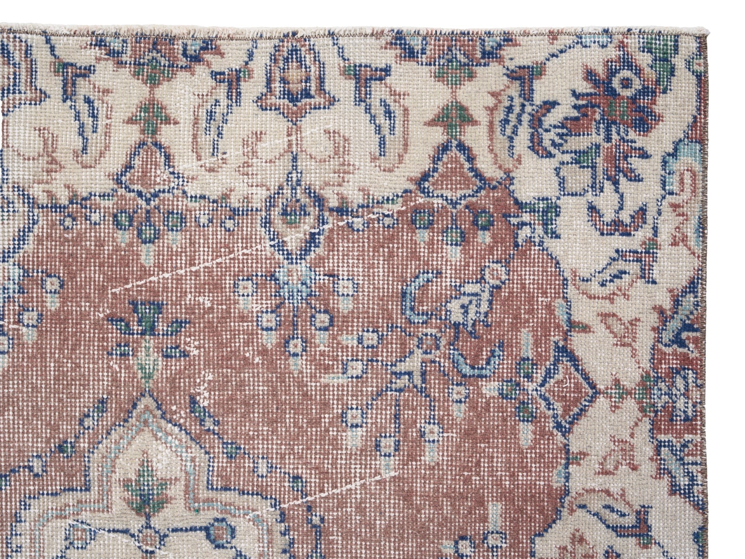 Turkish Isparta area rug in rust and ivory, view 8 of 10