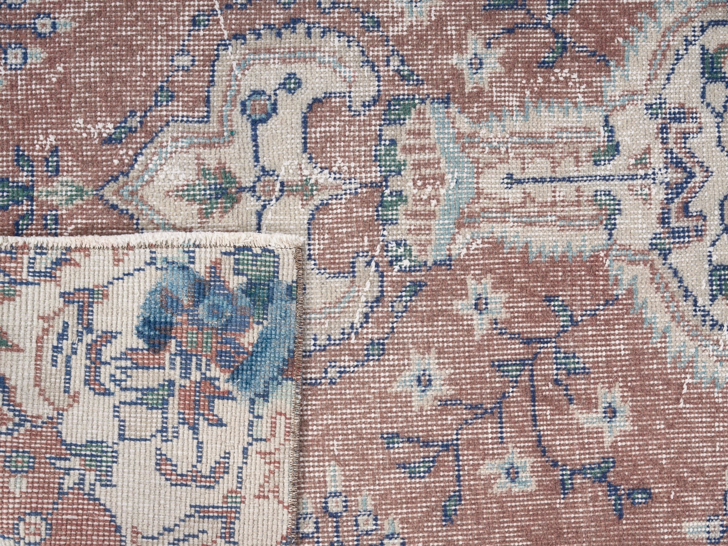 Turkish Isparta area rug in rust and ivory, view 10 of 10