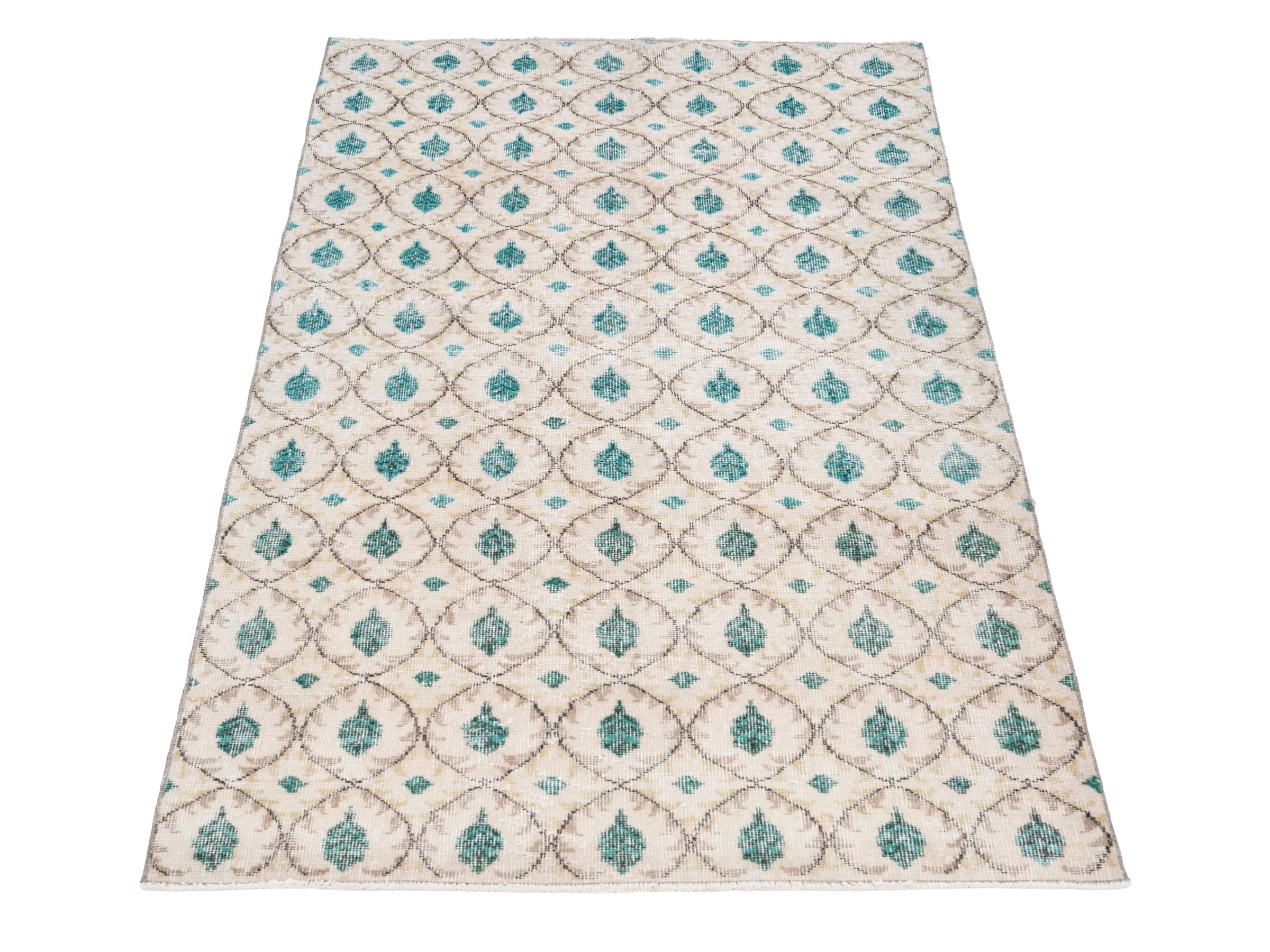 Turkish Isparta area rug in cream and taupe, view 2 of 10