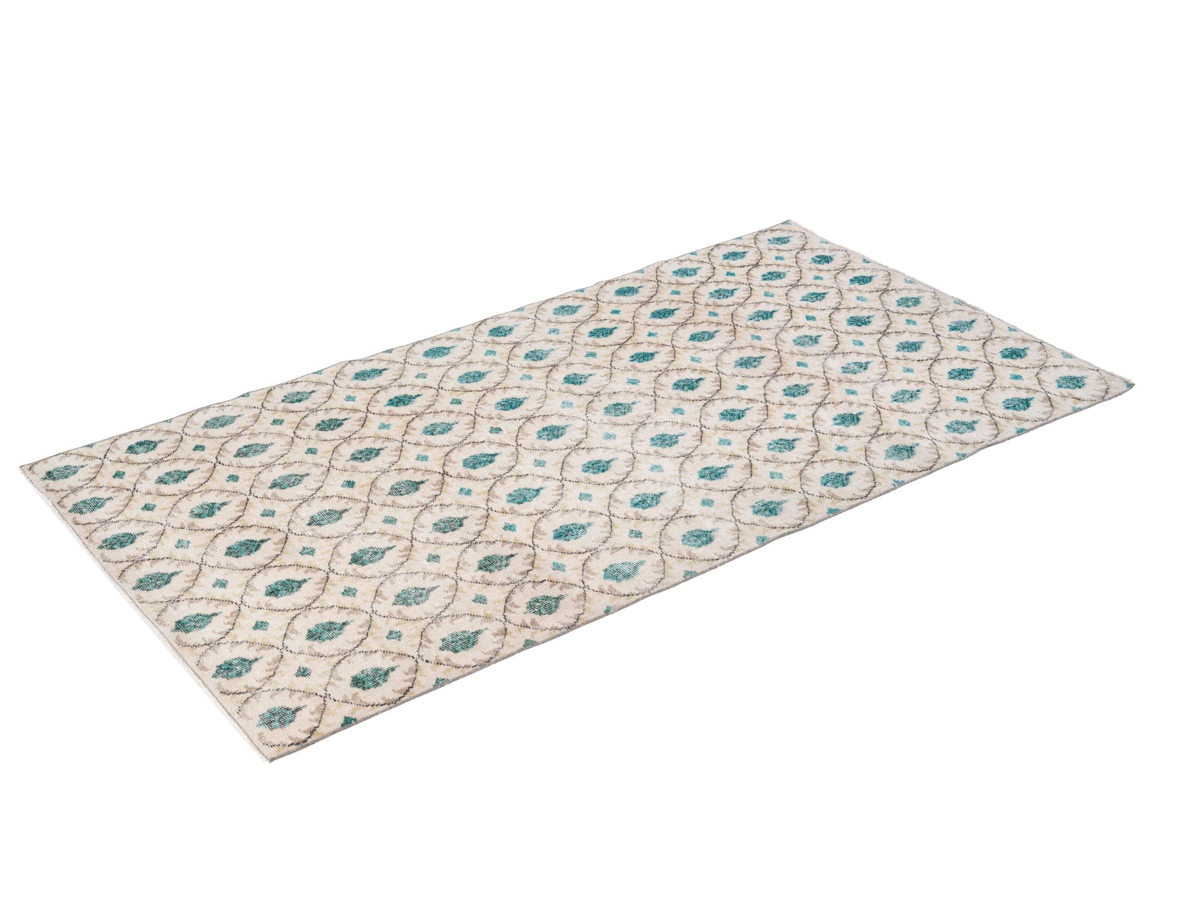 Turkish Isparta area rug in cream and taupe, view 3 of 10