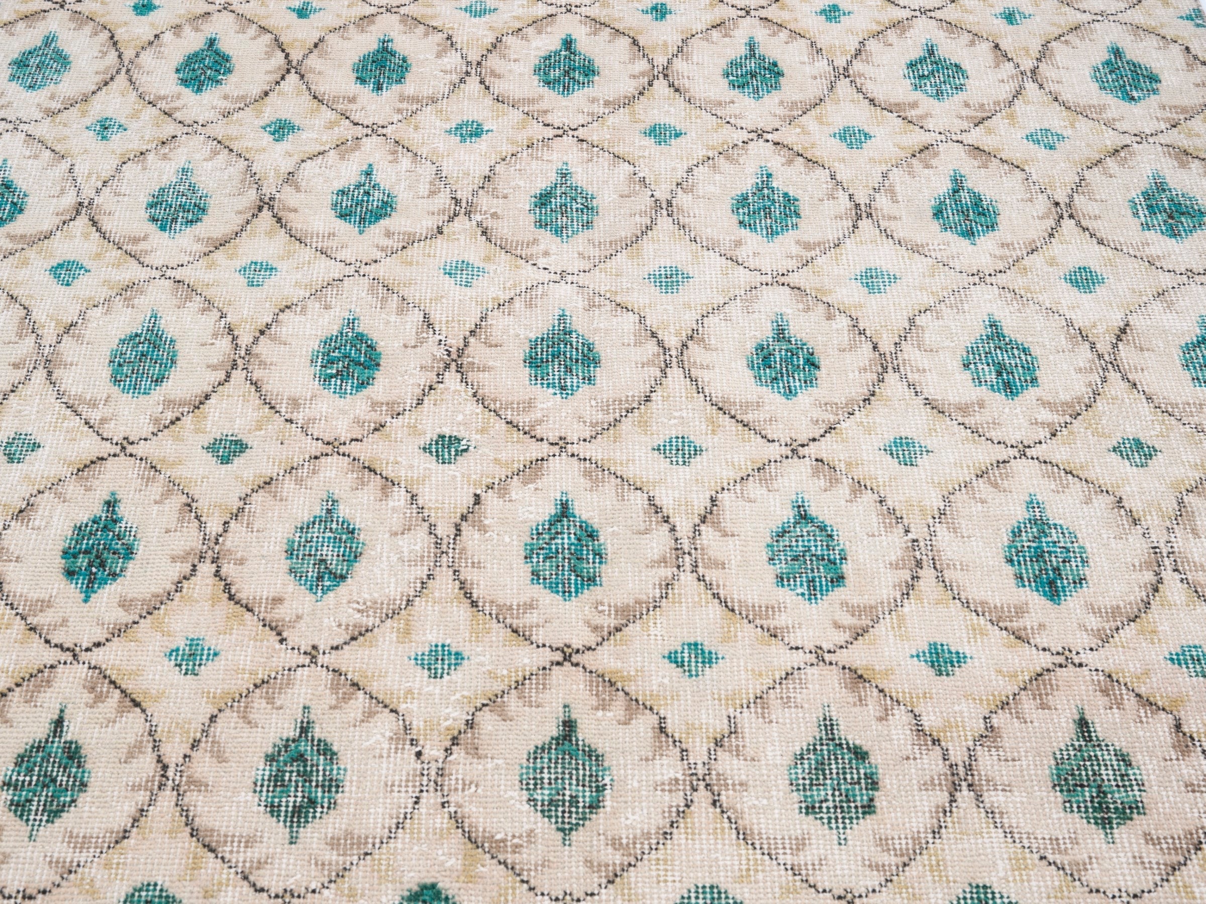Turkish Isparta area rug in cream and taupe, view 4 of 10