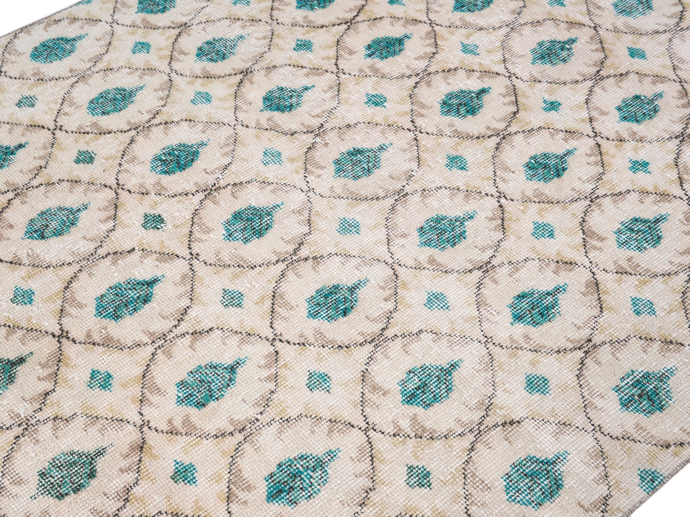 Turkish Isparta area rug in cream and taupe, view 5 of 10
