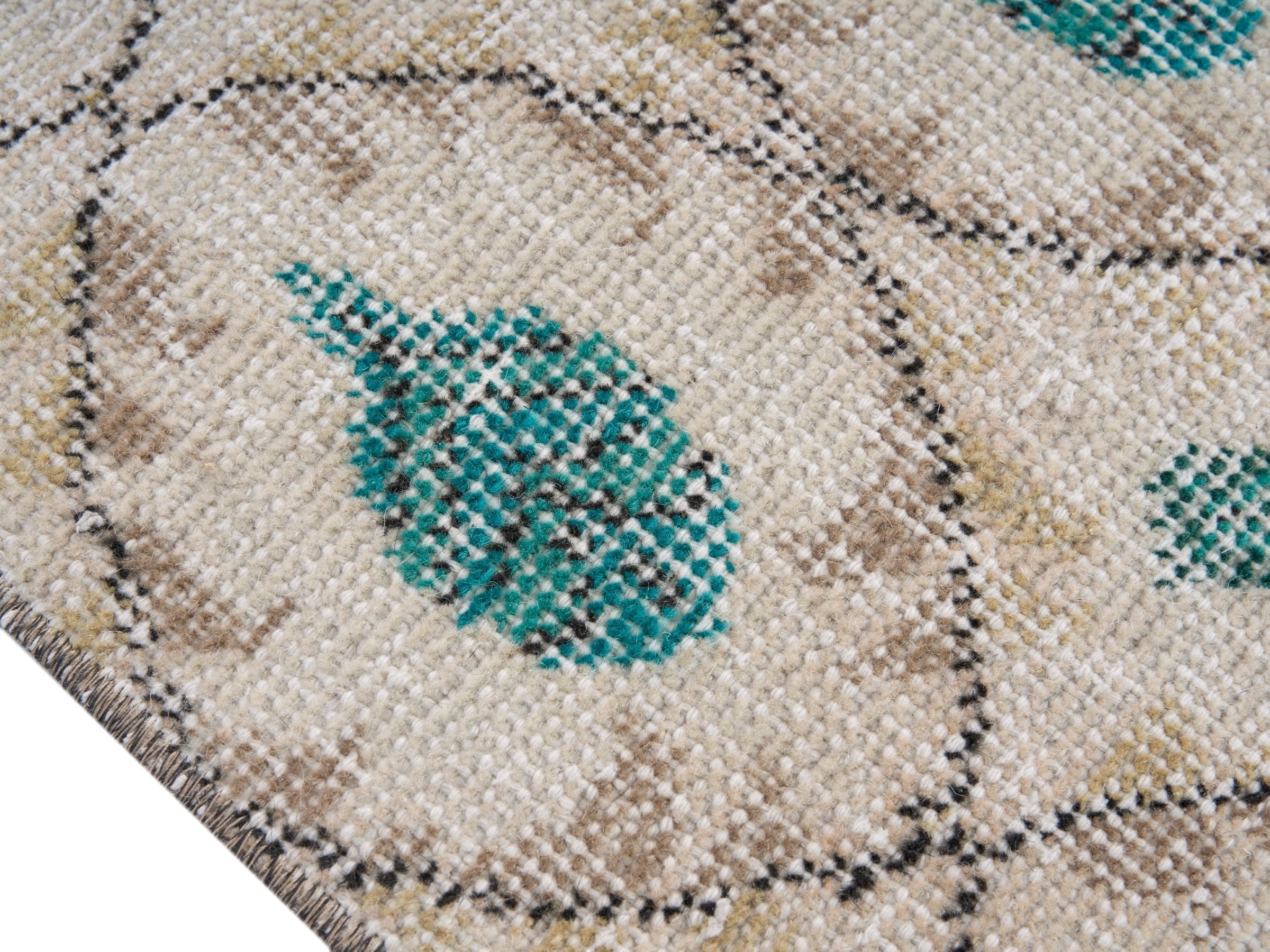 Turkish Isparta area rug in cream and taupe, view 6 of 10
