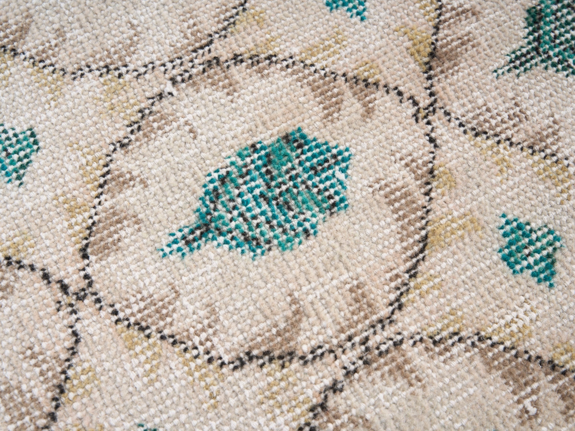 Turkish Isparta area rug in cream and taupe, view 7 of 10