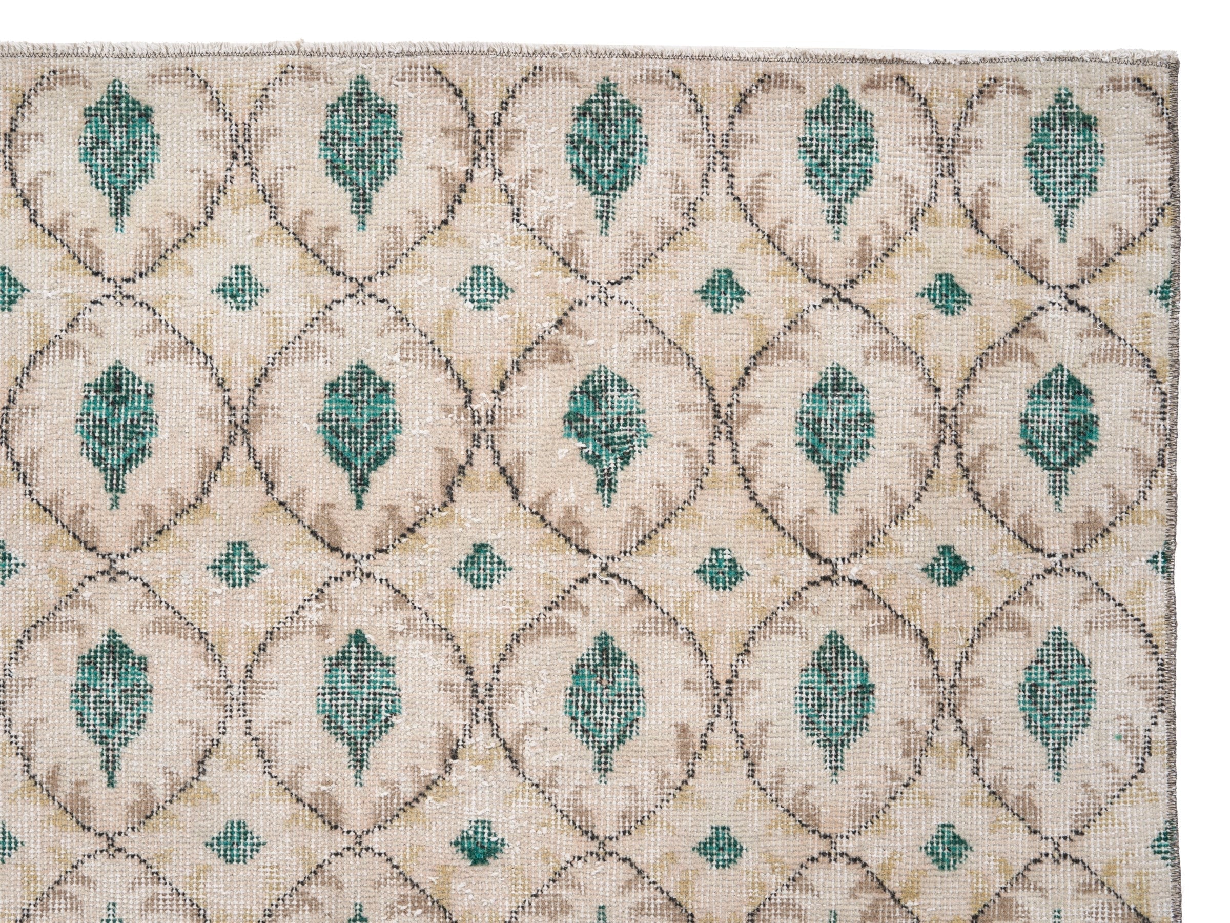 Turkish Isparta area rug in cream and taupe, view 8 of 10