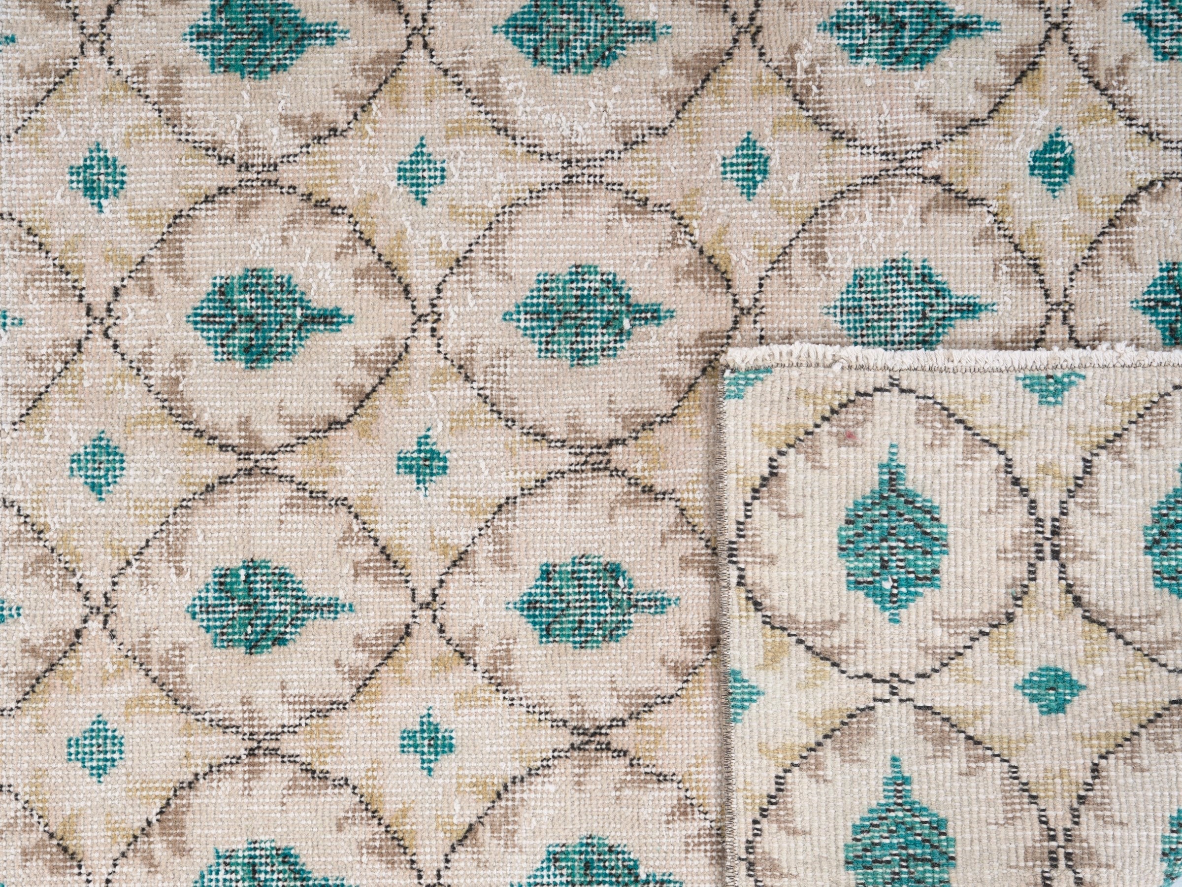 Turkish Isparta area rug in cream and taupe, view 10 of 10