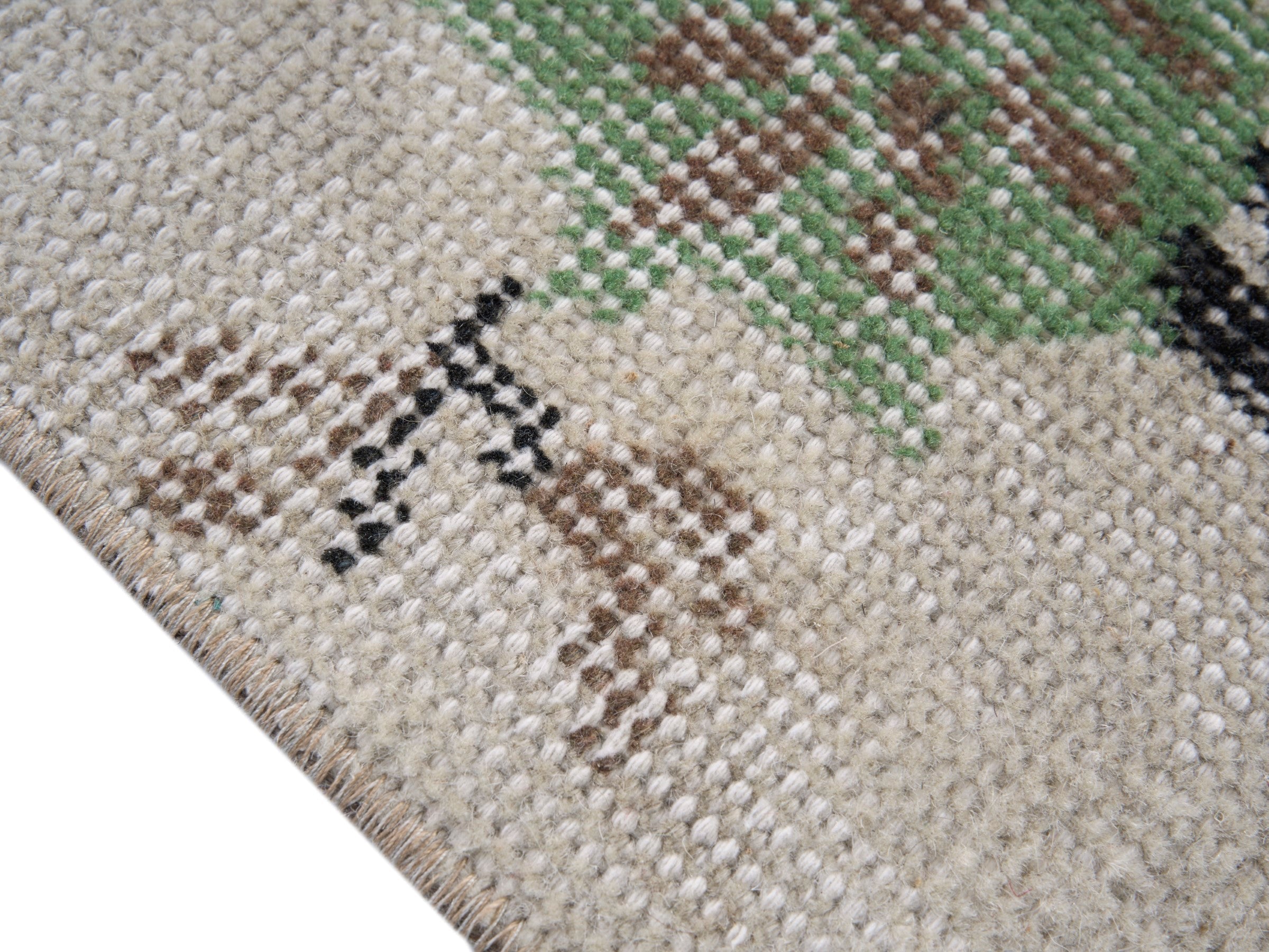 Turkish Isparta area rug in cream and sage, view 6 of 10