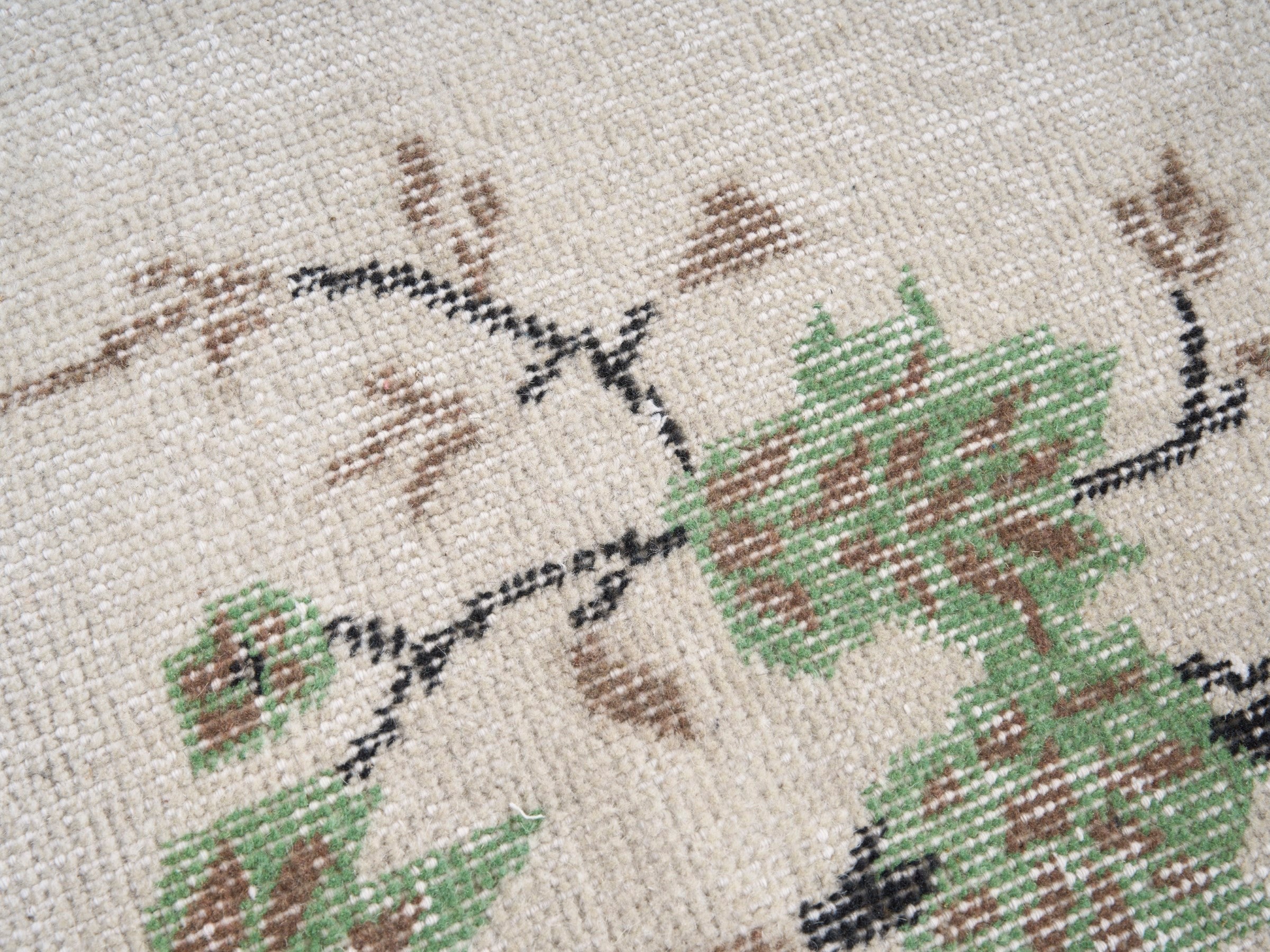 Turkish Isparta area rug in cream and sage, view 7 of 10