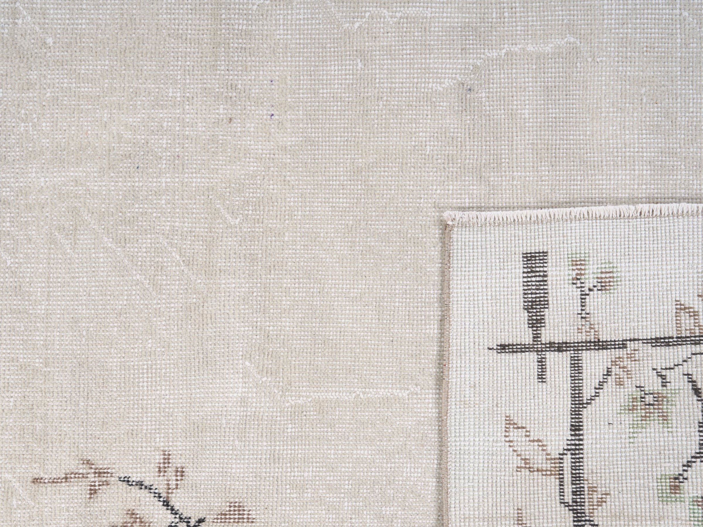 Turkish Isparta area rug in cream and sage, view 10 of 10