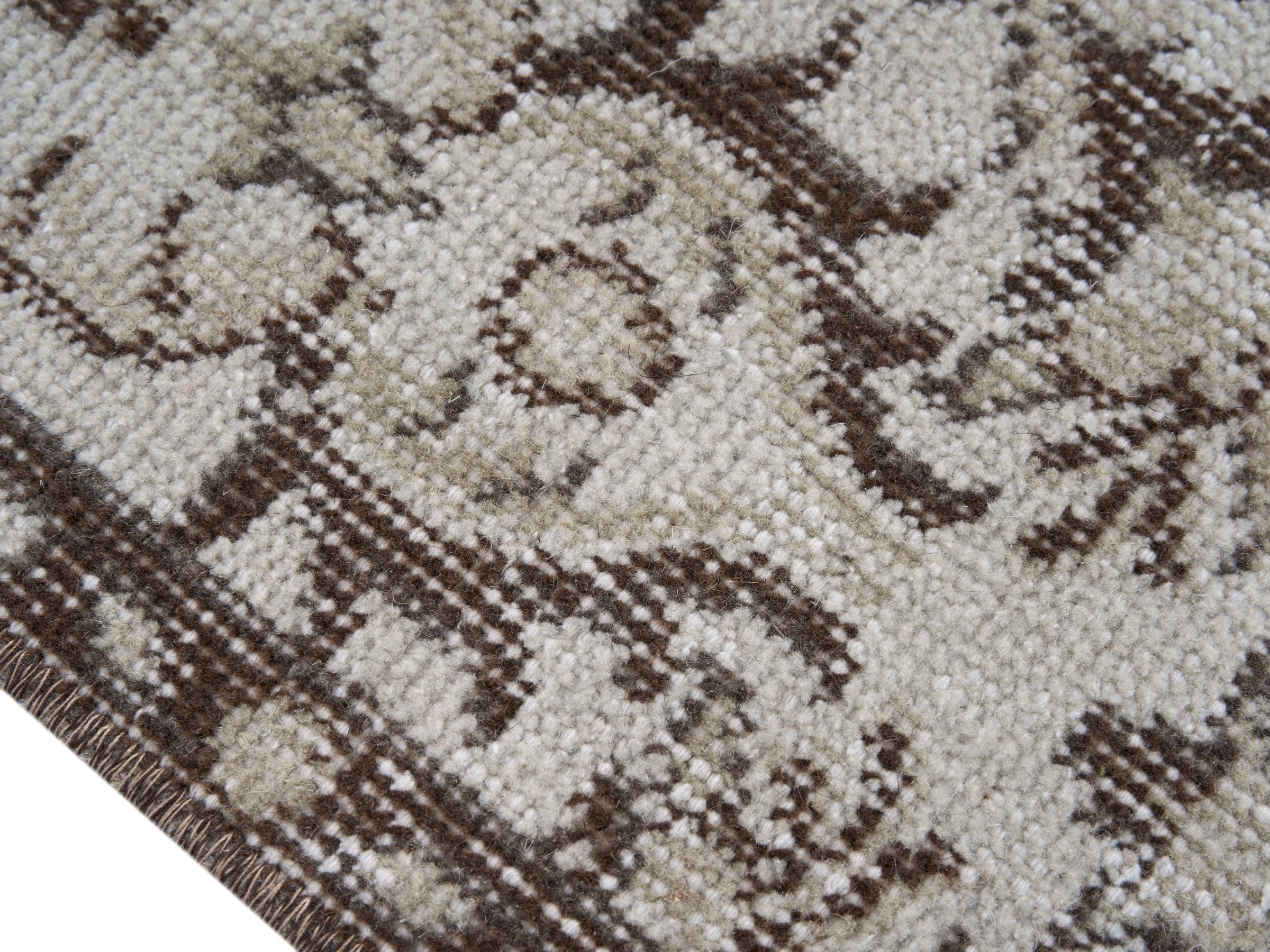 Turkish Isparta runner rug in cream and tan, view 6 of 10