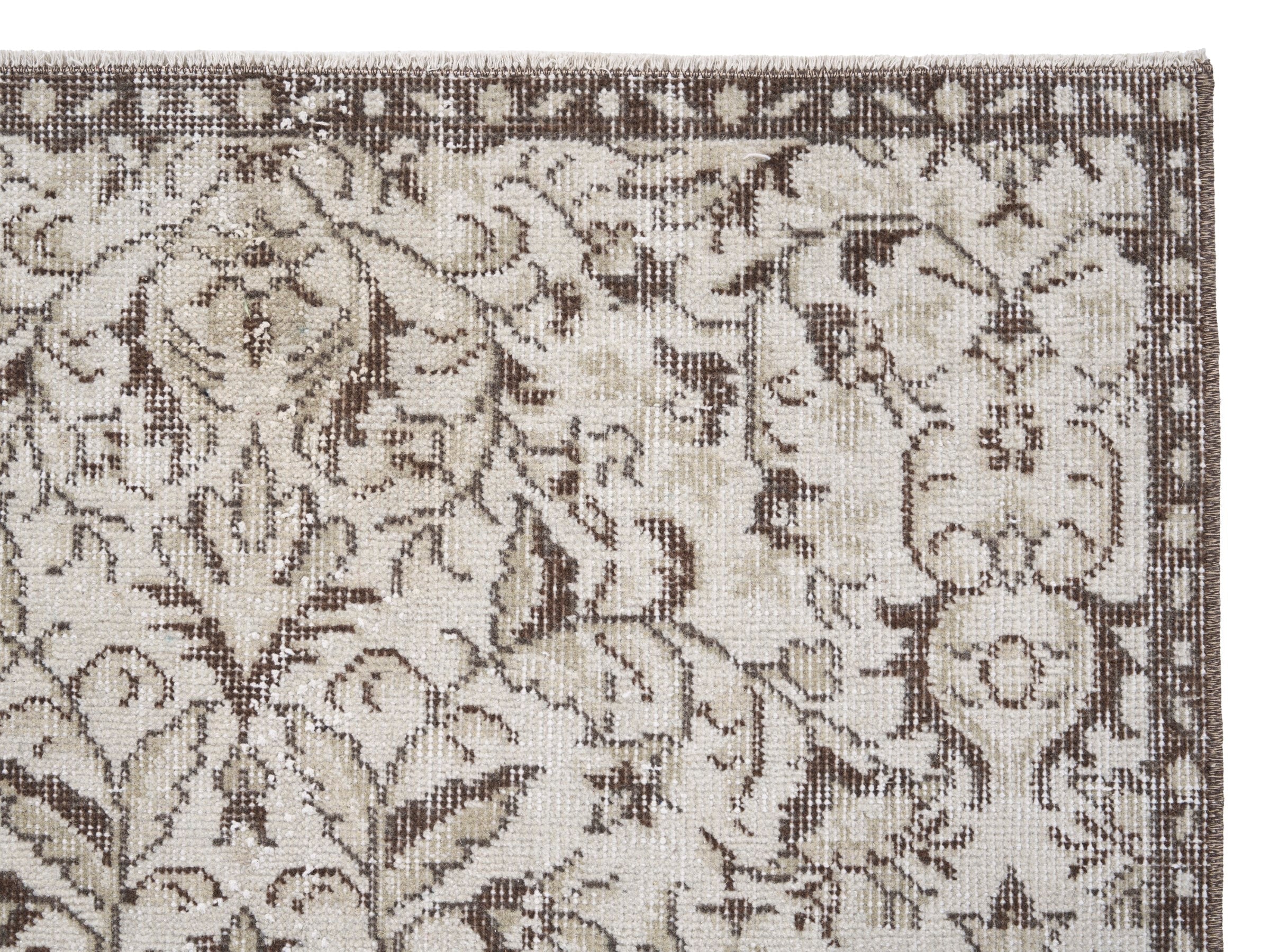 Turkish Isparta runner rug in cream and tan, view 8 of 10
