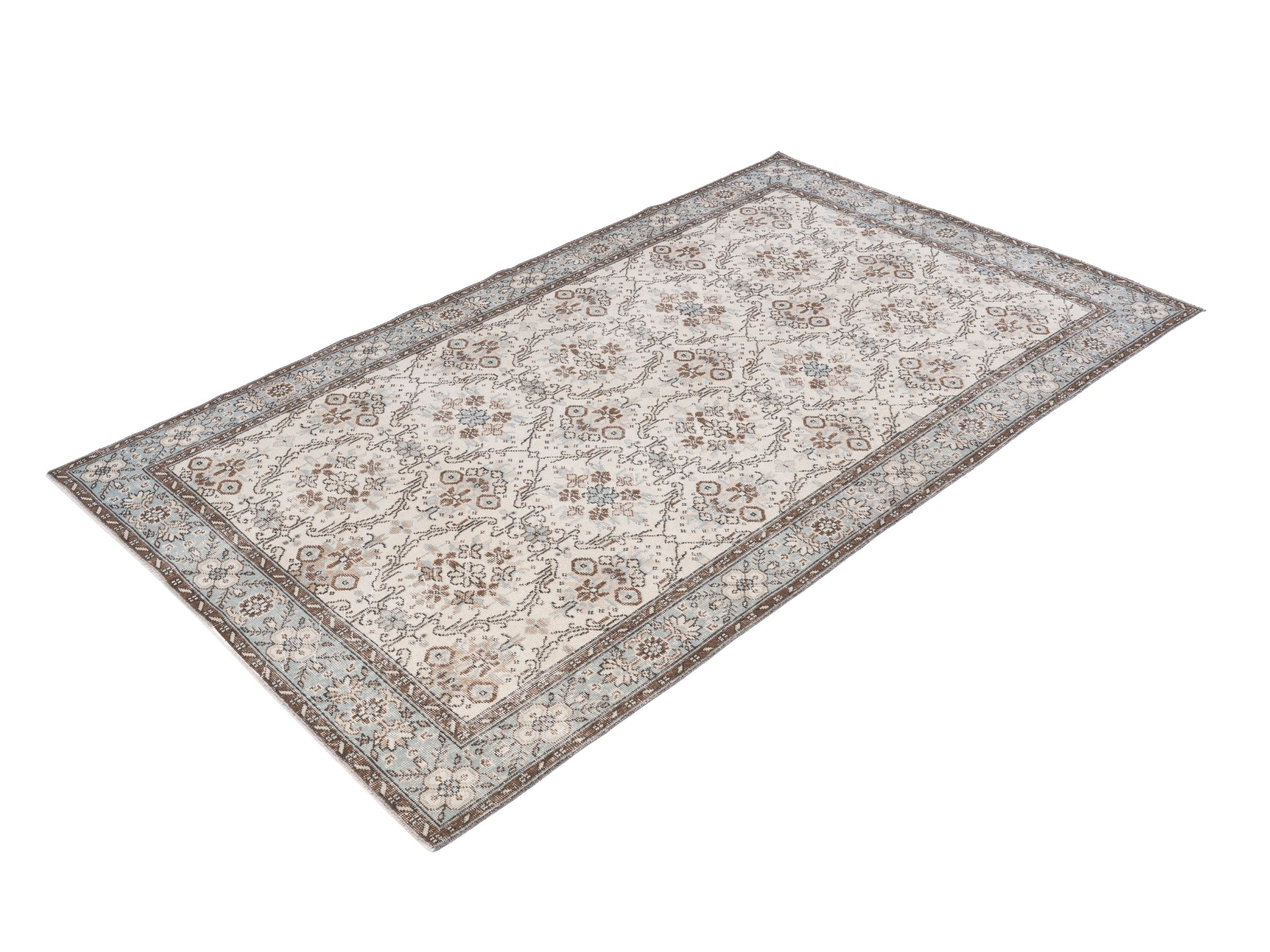 Turkish Isparta area rug in cream and taupe, view 3 of 10