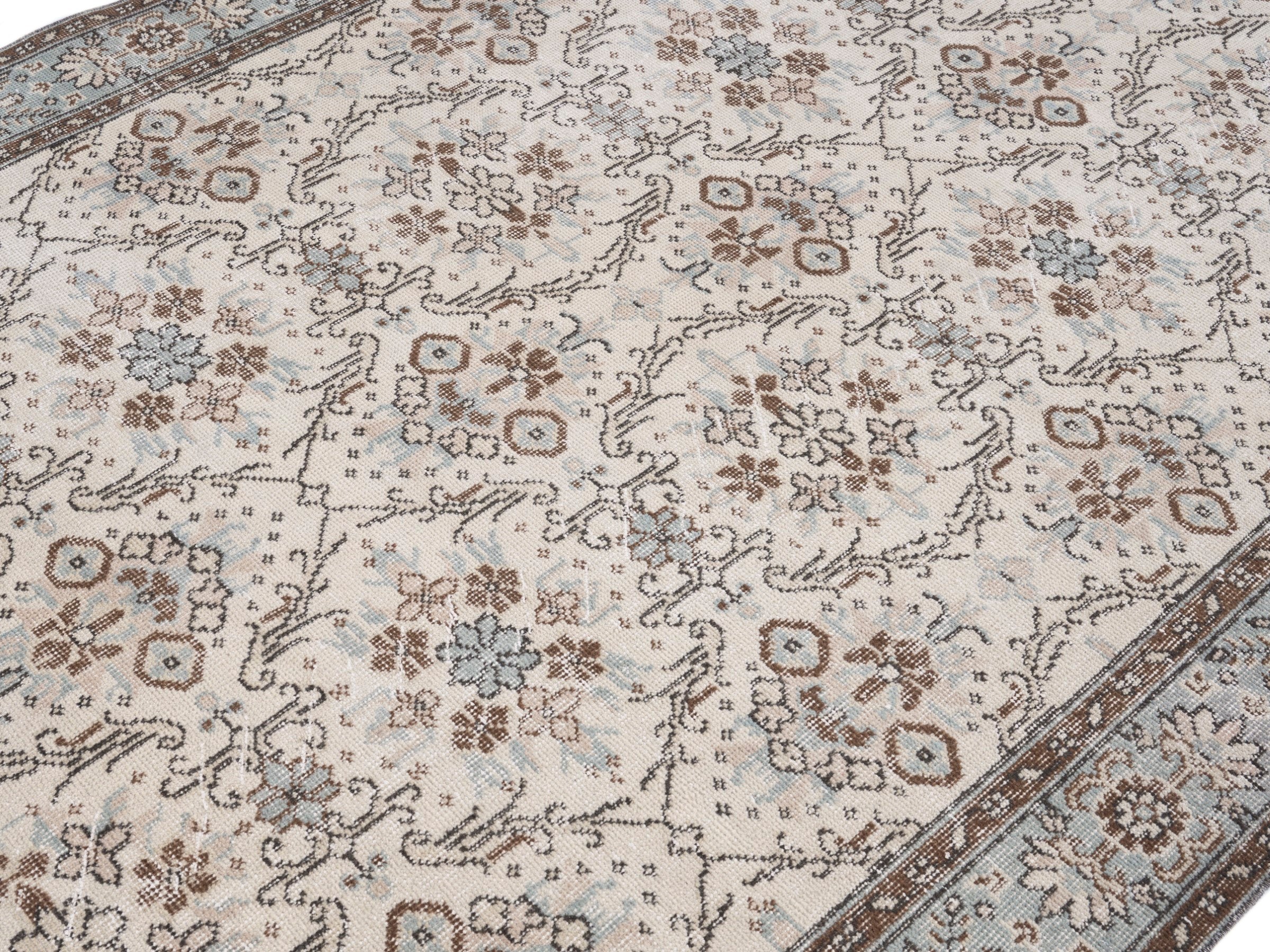 Turkish Isparta area rug in cream and taupe, view 5 of 10