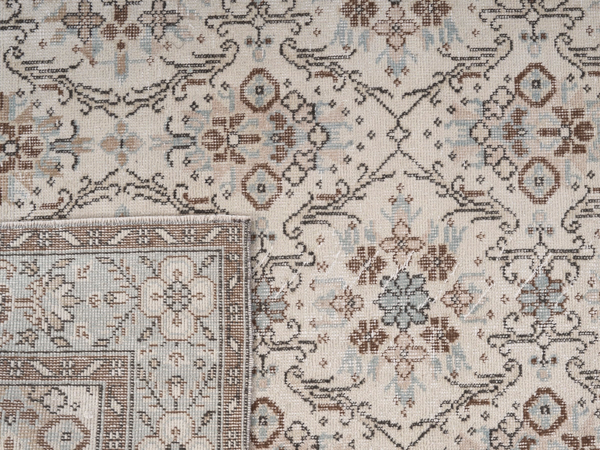 Turkish Isparta area rug in cream and taupe, view 10 of 10
