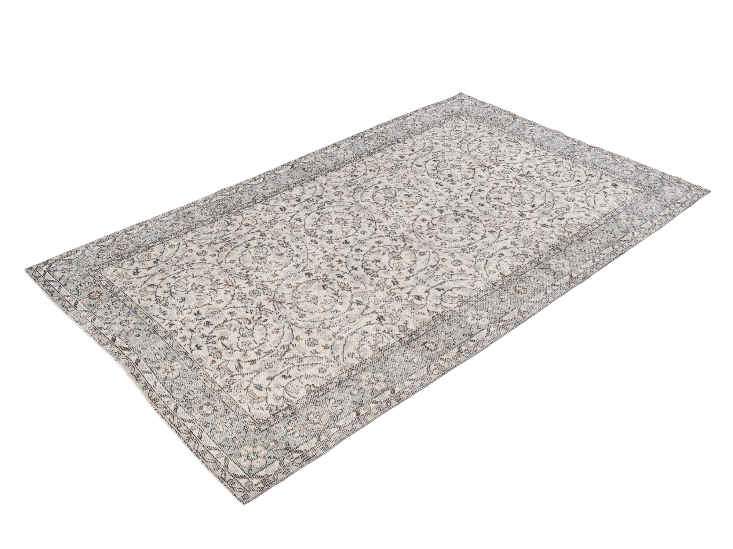 Turkish Isparta area rug in greige and taupe, view 3 of 10