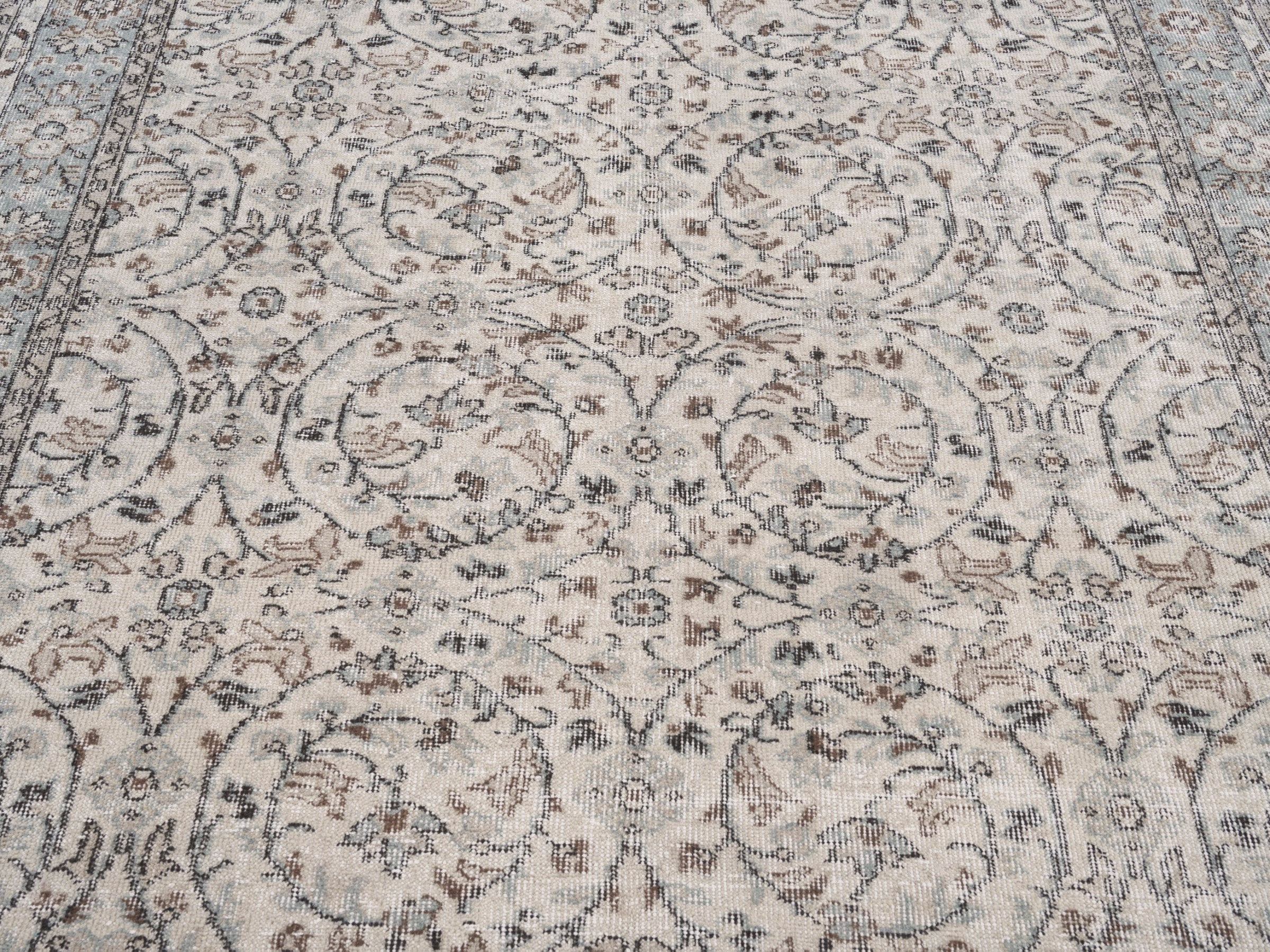 Turkish Isparta area rug in greige and taupe, view 4 of 10