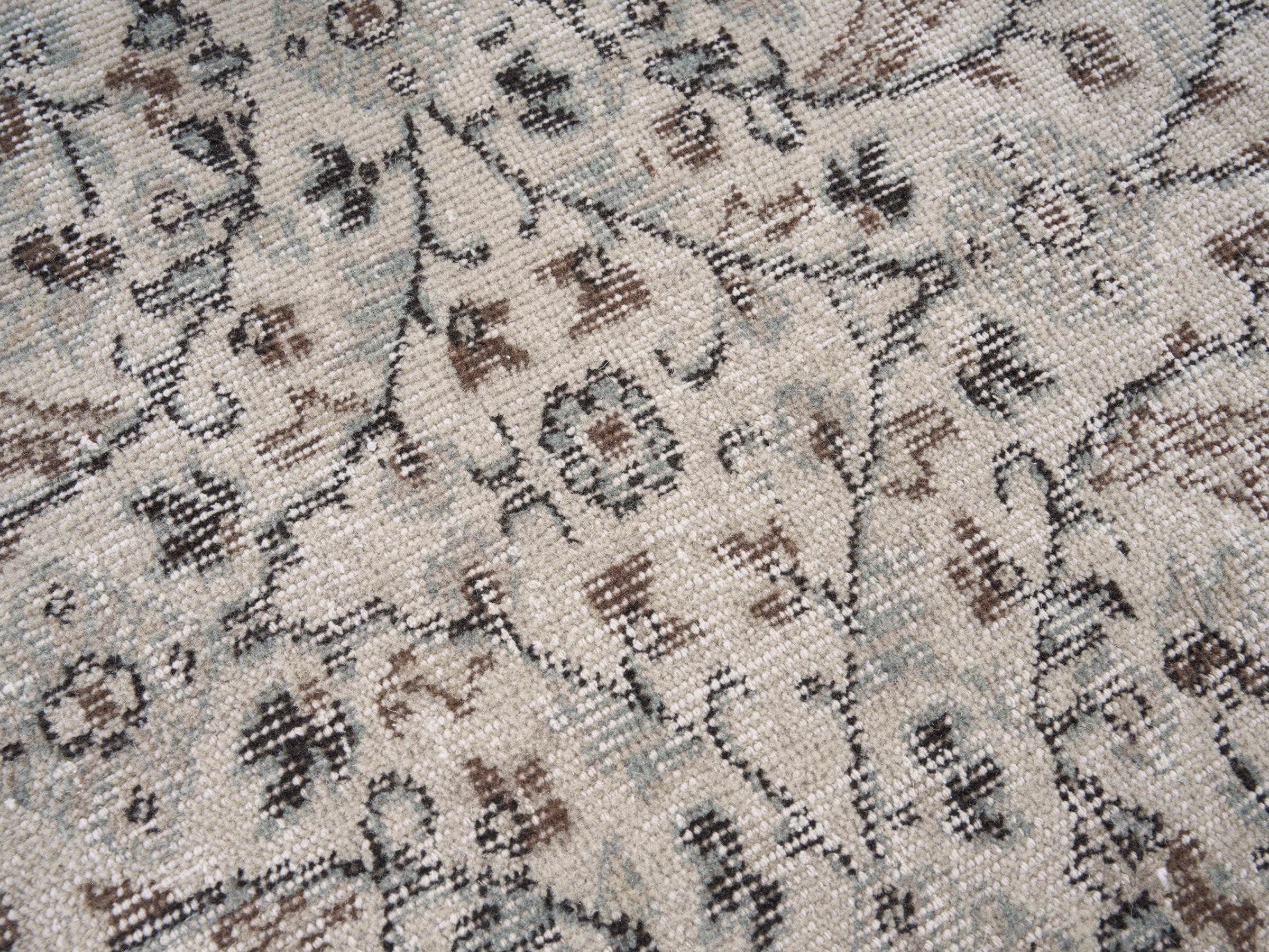 Turkish Isparta area rug in greige and taupe, view 7 of 10
