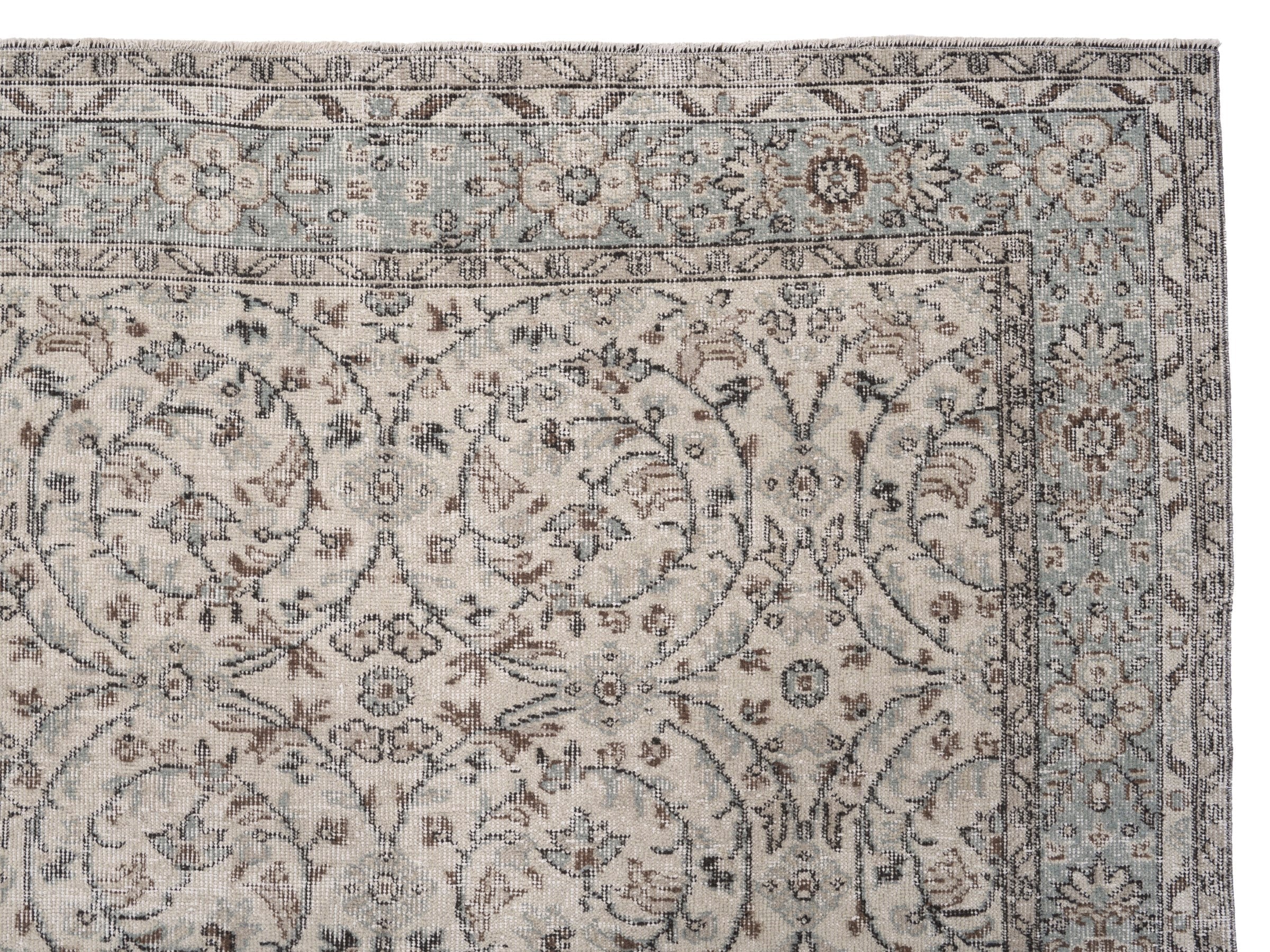 Turkish Isparta area rug in greige and taupe, view 8 of 10