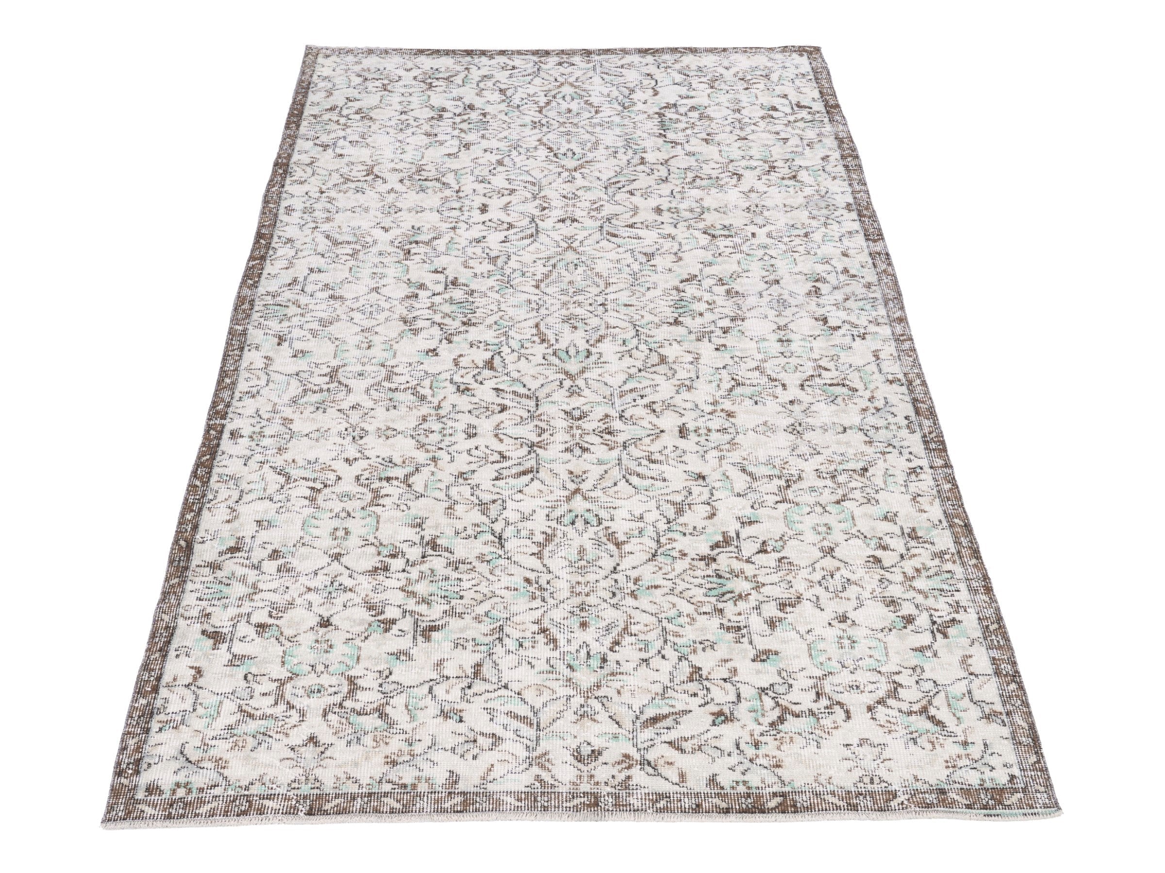 Turkish Isparta area rug in cream and taupe, view 2 of 10