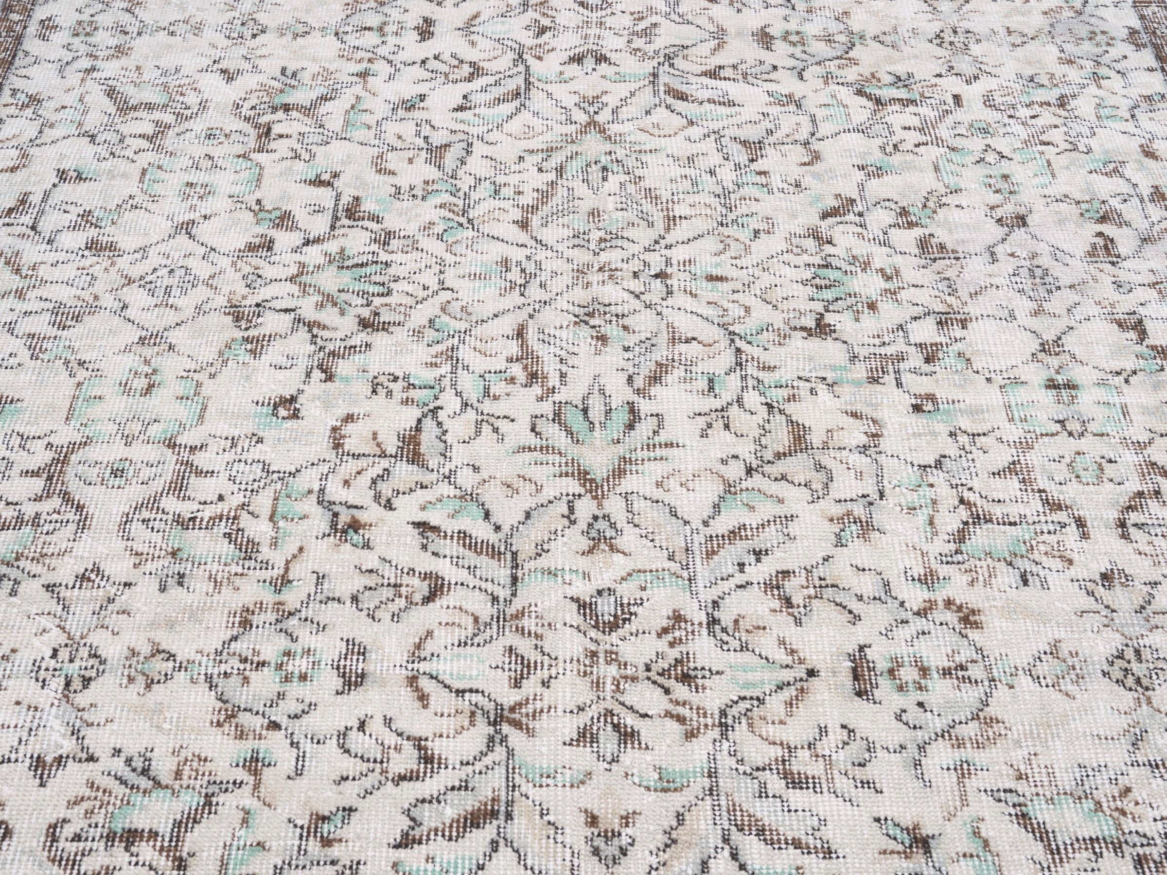 Turkish Isparta area rug in cream and taupe, view 4 of 10