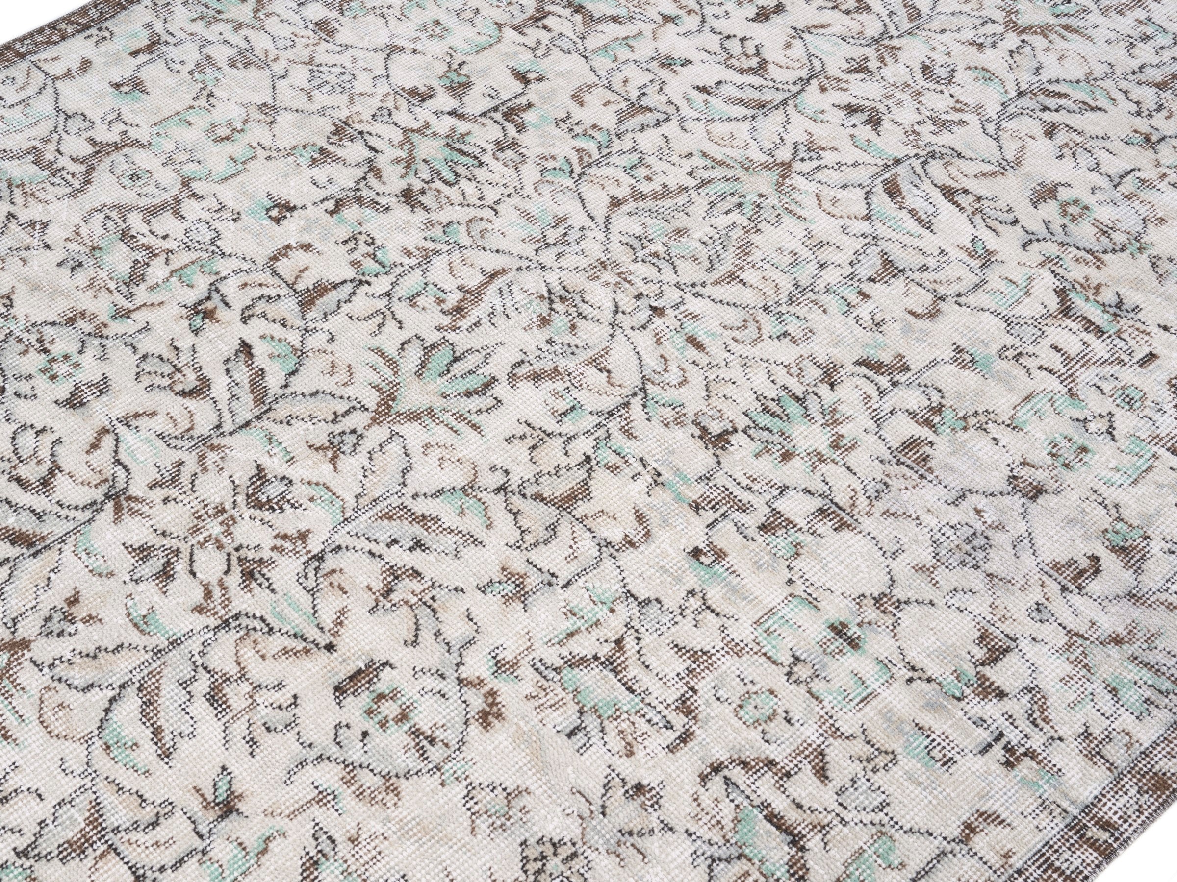 Turkish Isparta area rug in cream and taupe, view 5 of 10
