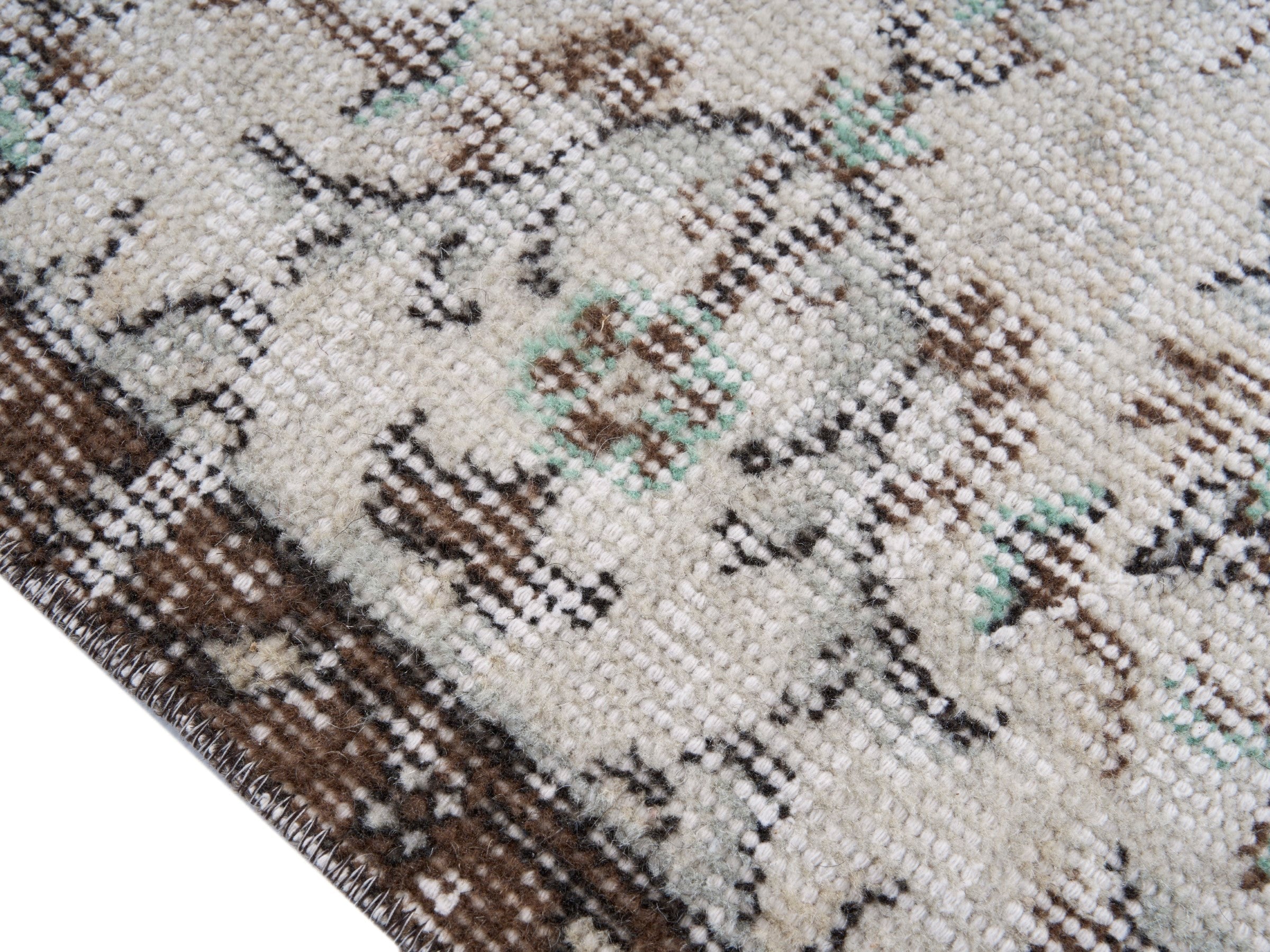Turkish Isparta area rug in cream and taupe, view 6 of 10