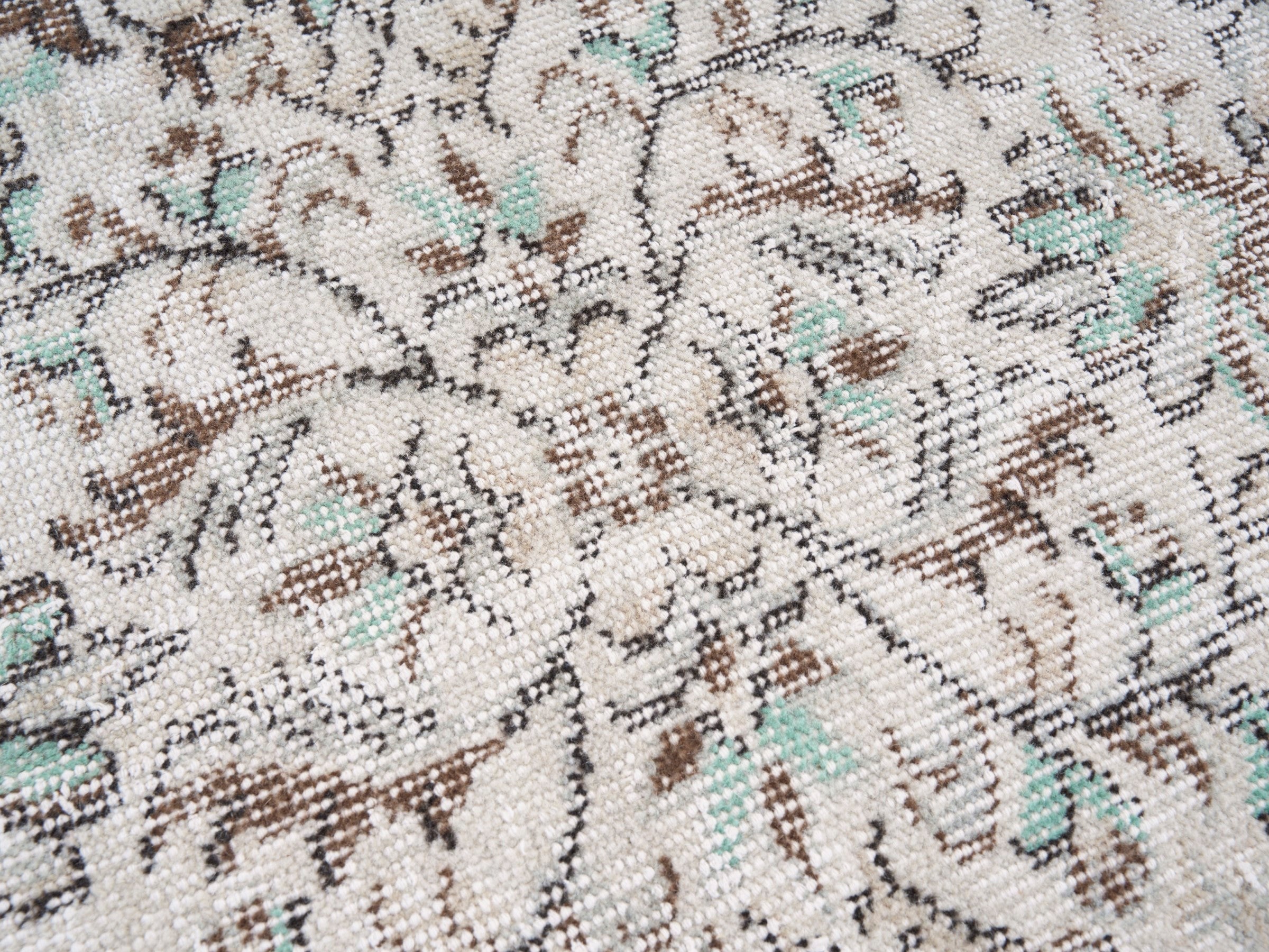 Turkish Isparta area rug in cream and taupe, view 7 of 10