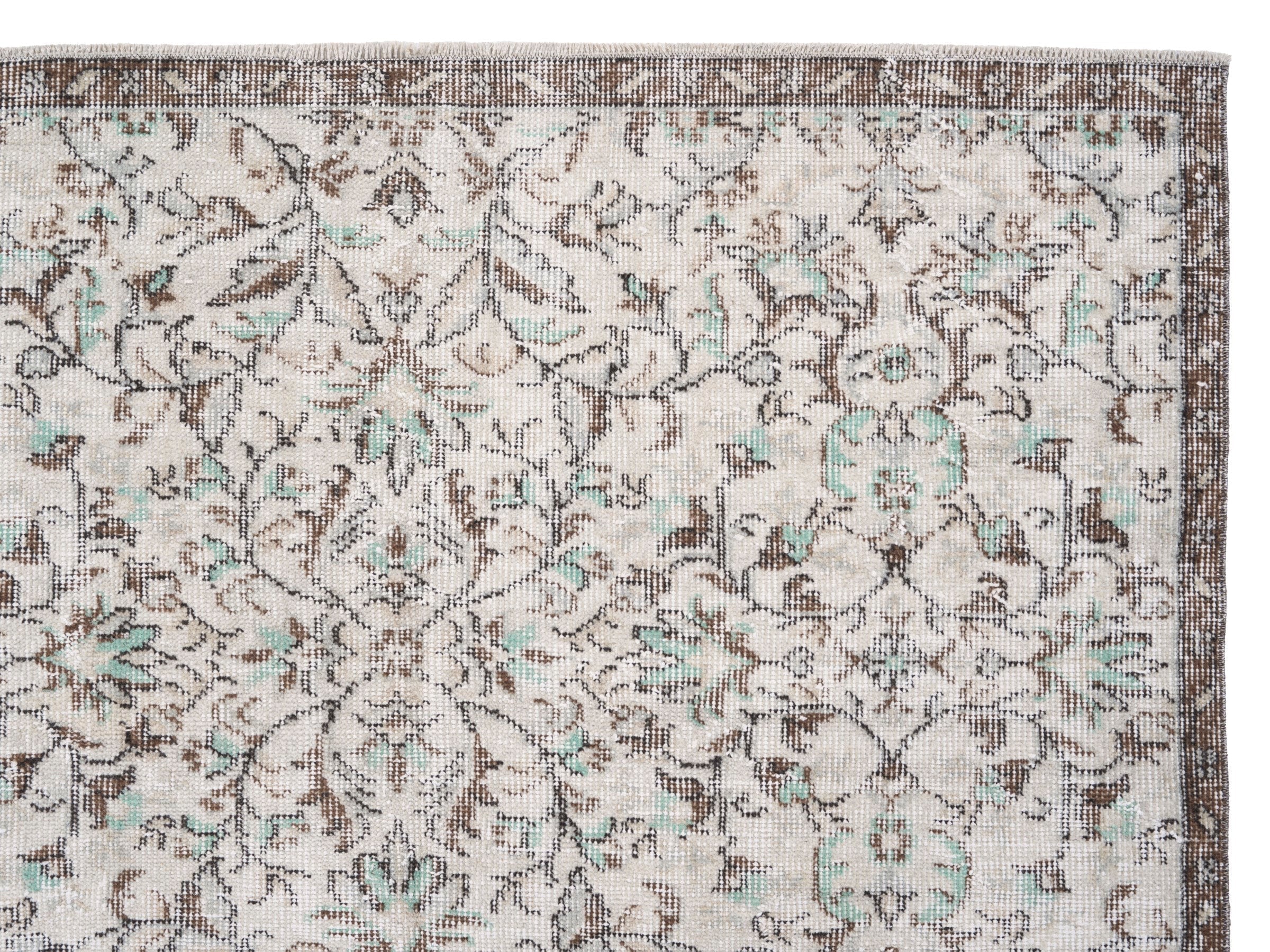 Turkish Isparta area rug in cream and taupe, view 8 of 10