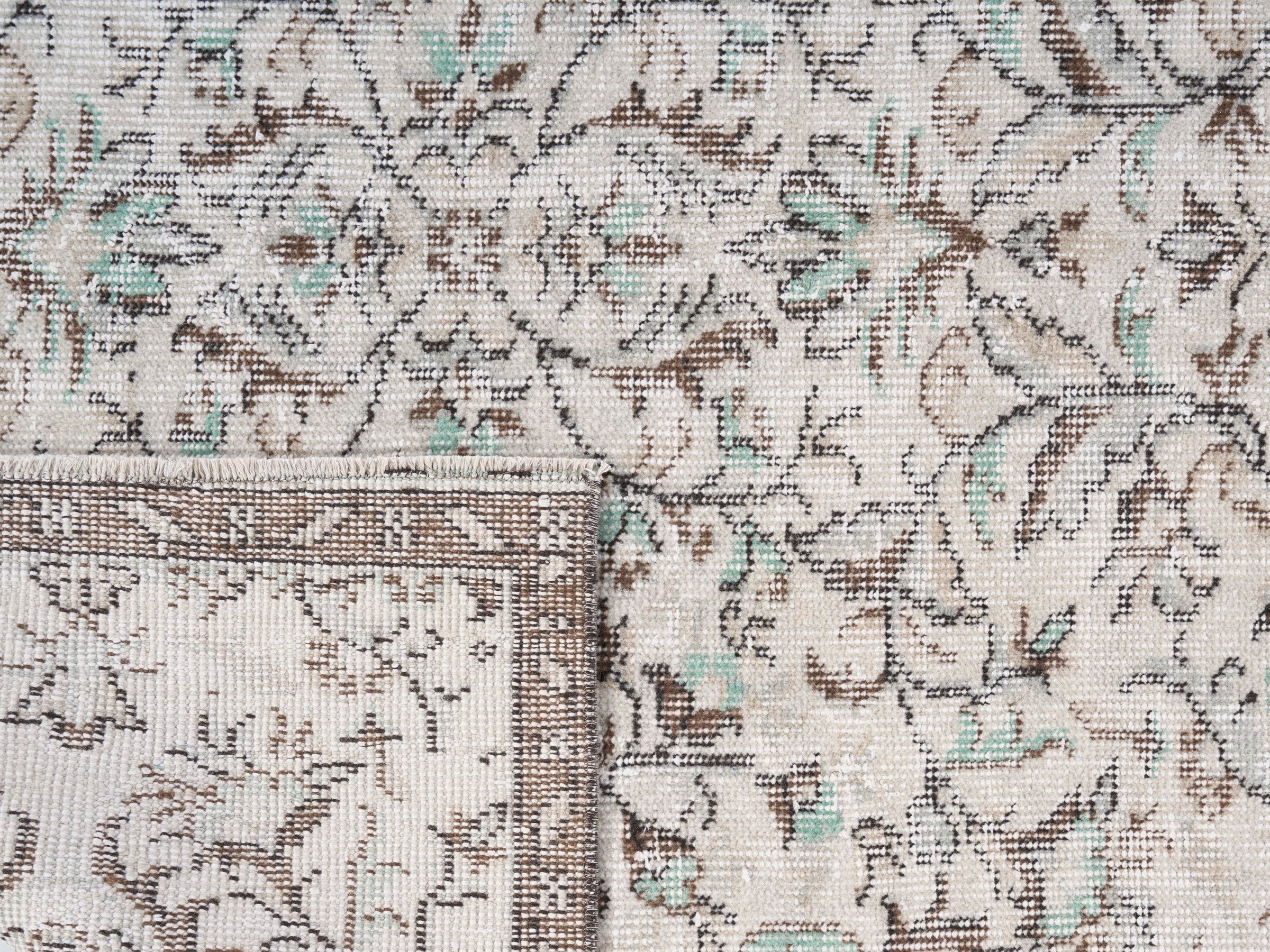Turkish Isparta area rug in cream and taupe, view 10 of 10