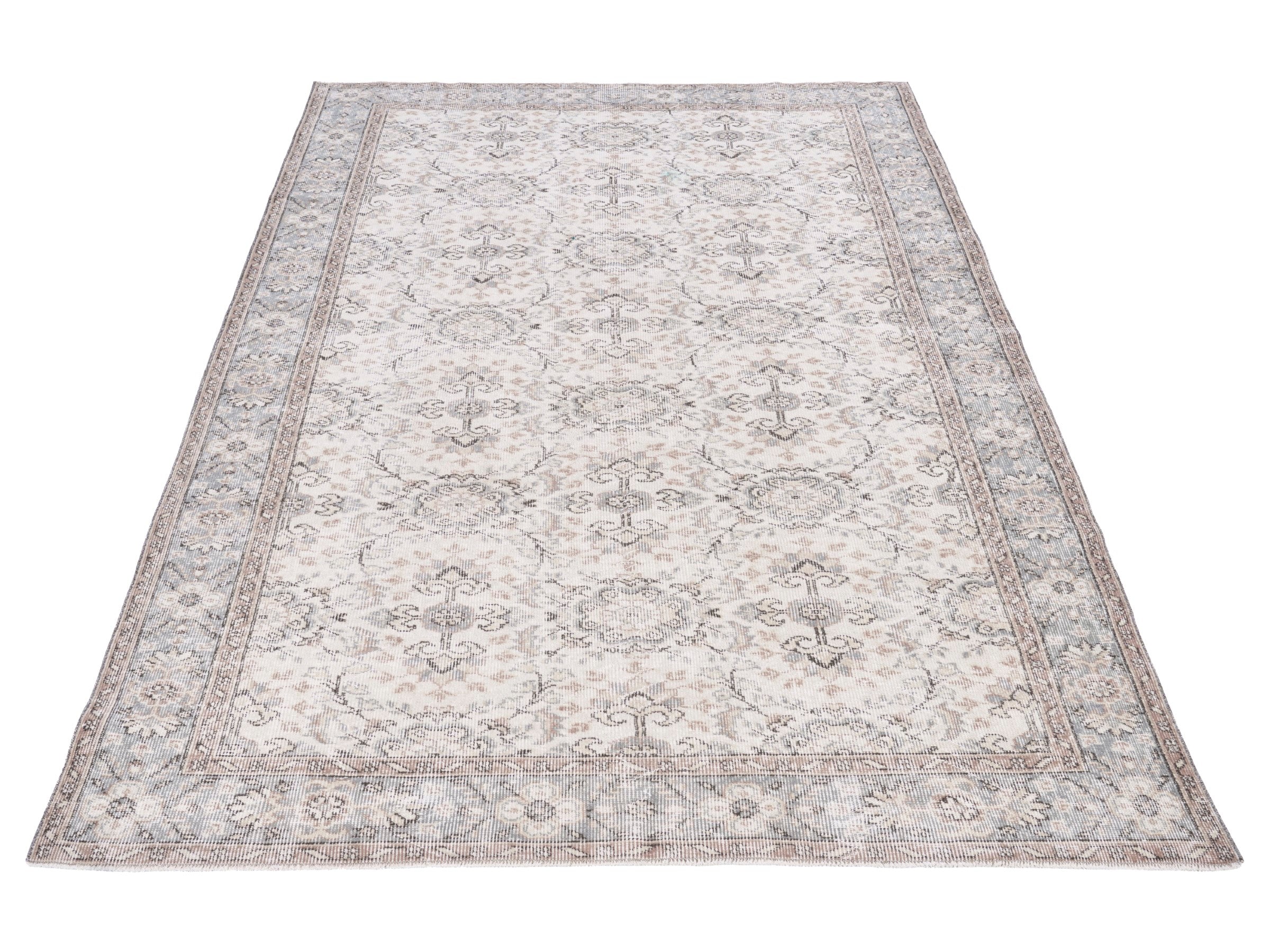 Turkish Isparta area rug in cream and taupe, view 2 of 10