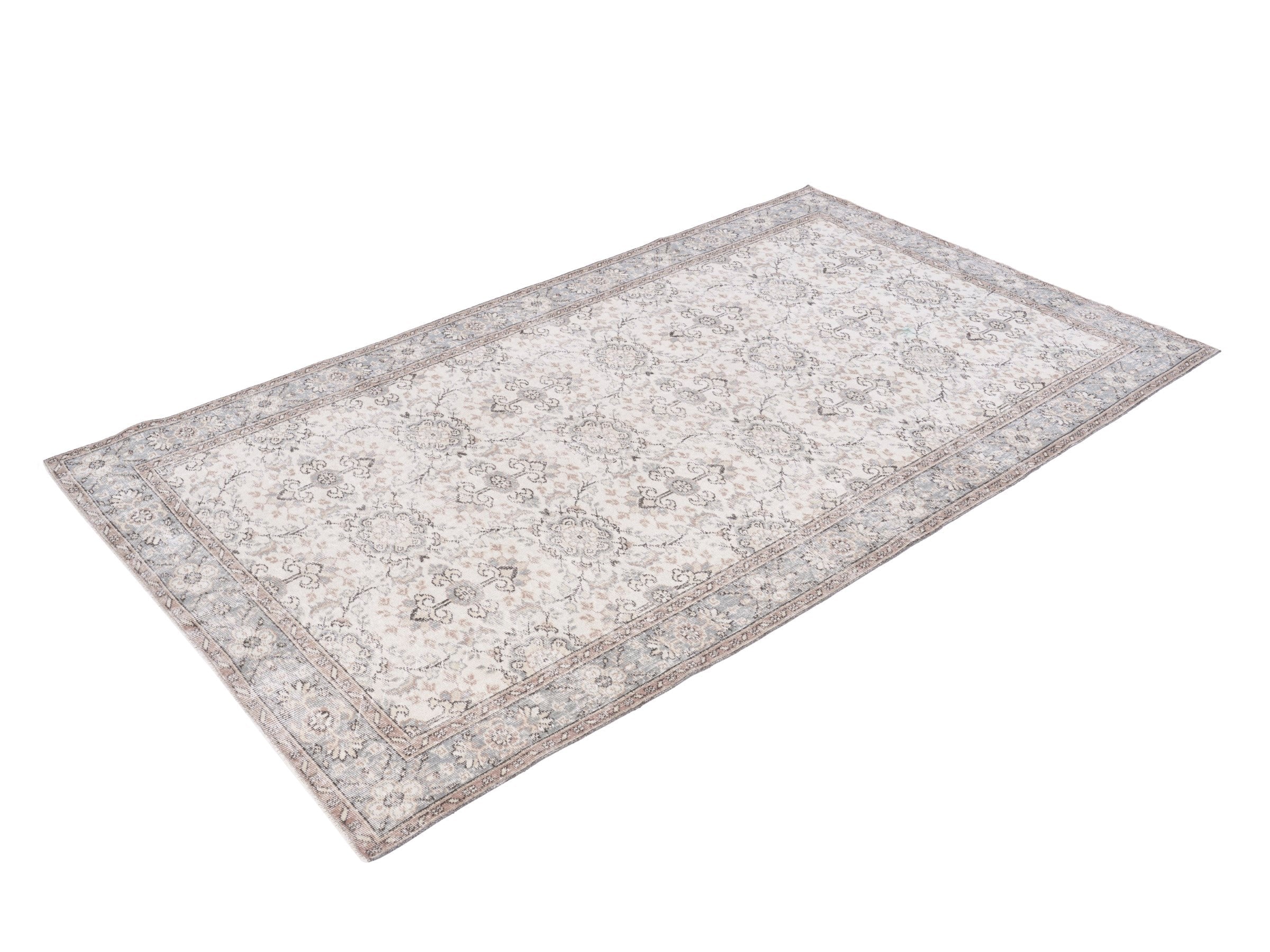 Turkish Isparta area rug in cream and taupe, view 3 of 10
